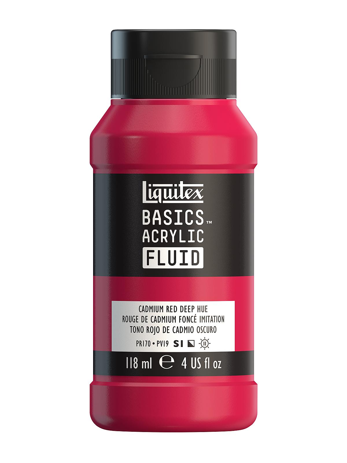 BASICS Fluid Acrylic Colors cadmium red deep hue 4 oz. (118 ml)