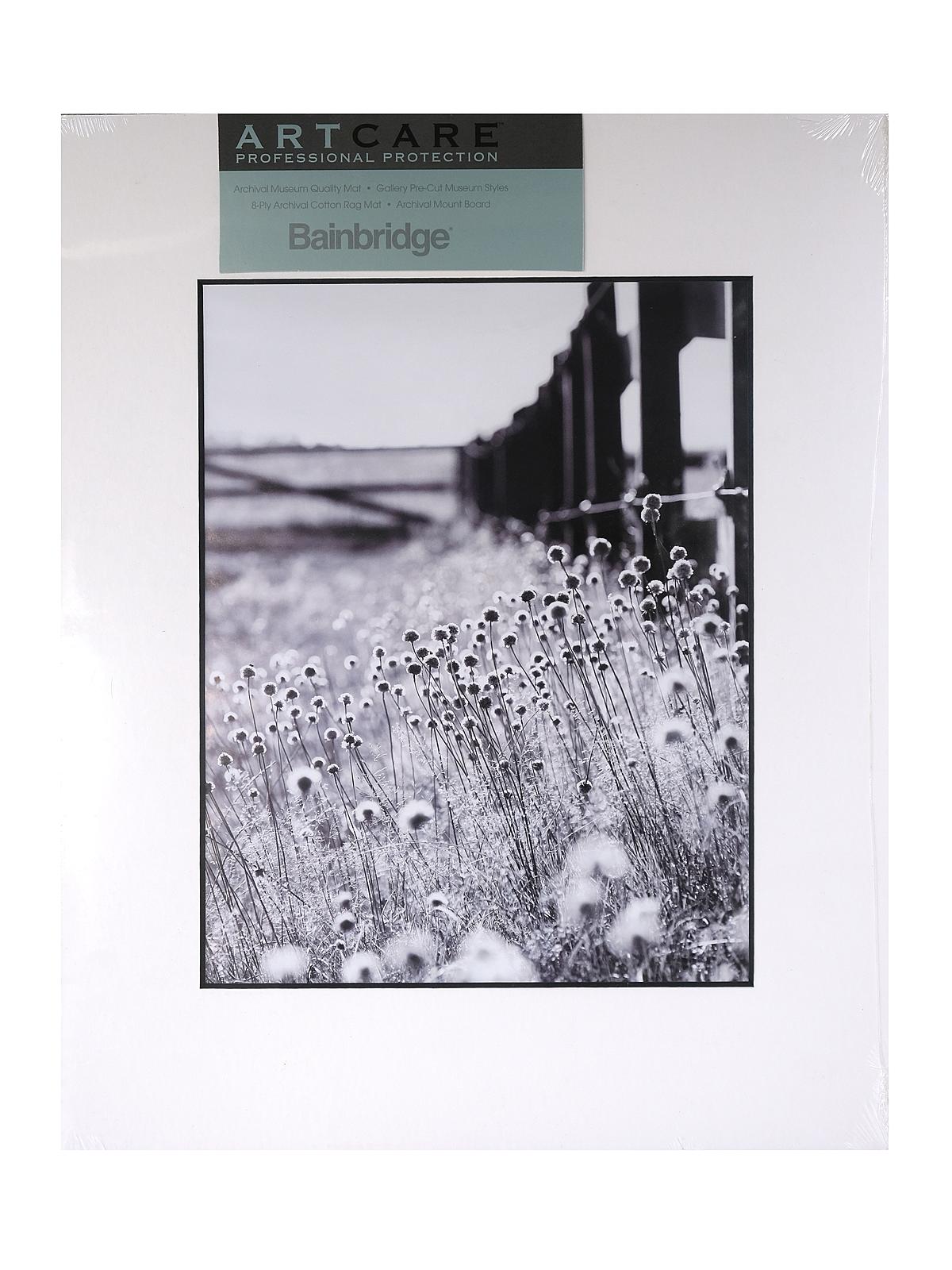 Artcare Pre-Cut Museum Mat 16 in. x 20 in. centered for 11 in. x 14 in. white with black bevel