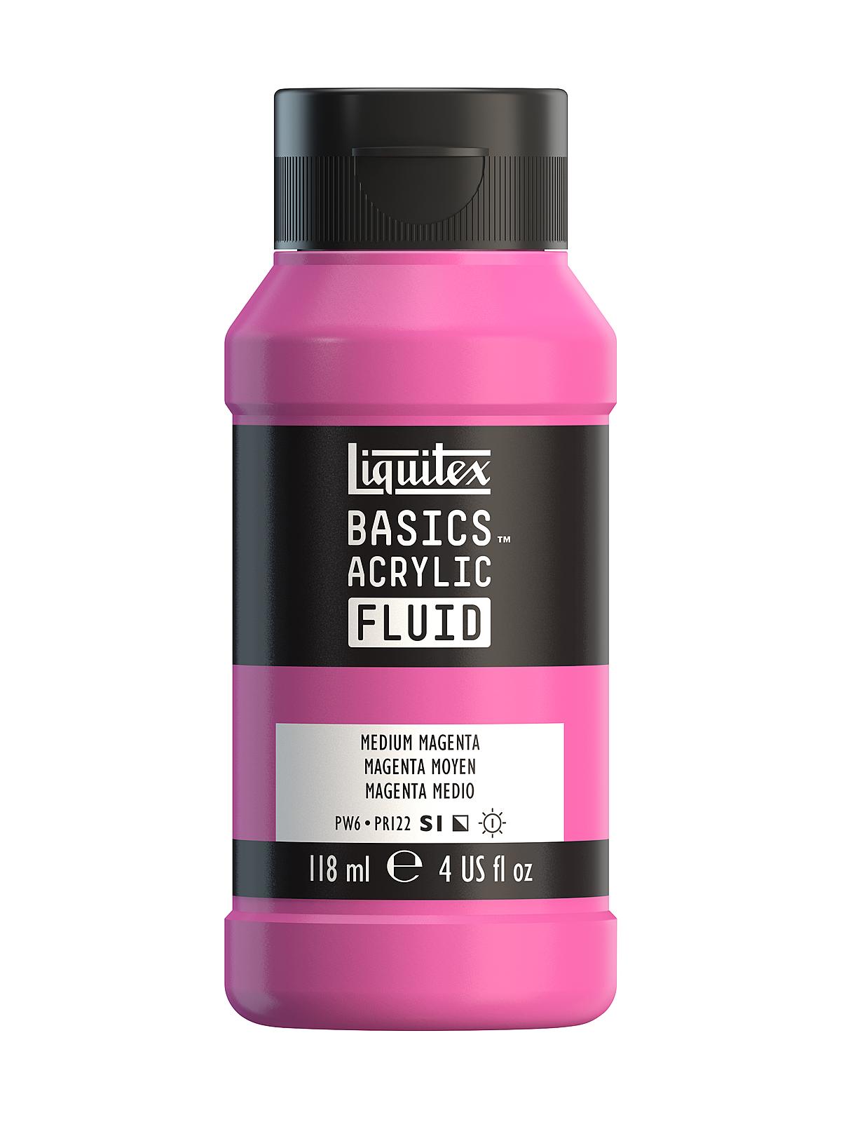 BASICS Fluid Acrylic Colors medium magenta 4 oz. (118 ml)