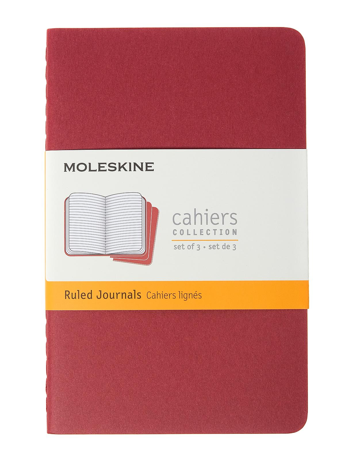Cahier Journals red, ruled 3 1 2 in. x 5 1 2 in. pack of 3, 64 pages each