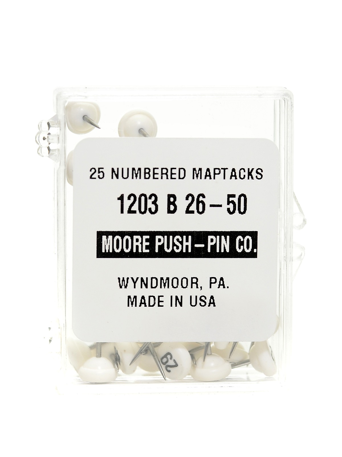 Numbered Map Tacks Large Numbers 26-50