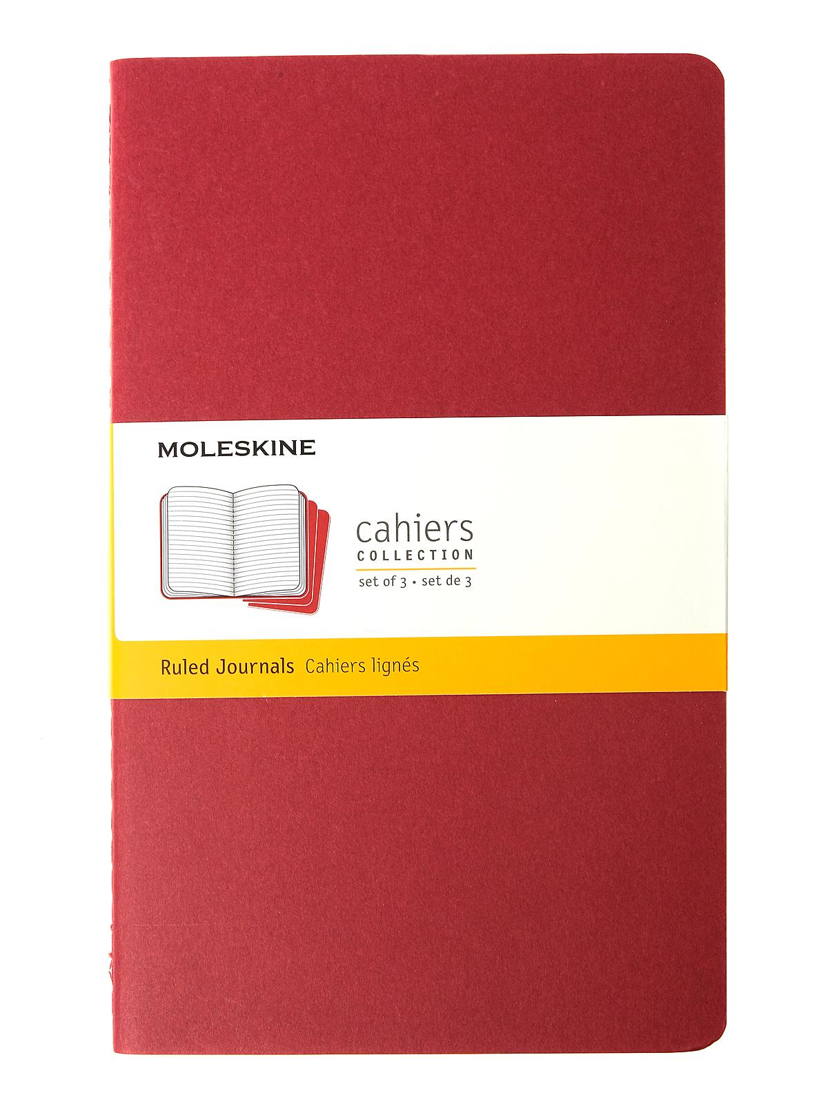 Cahier Journals red, ruled 5 in. x 8 1 4 in. pack of 3, 80 pages each