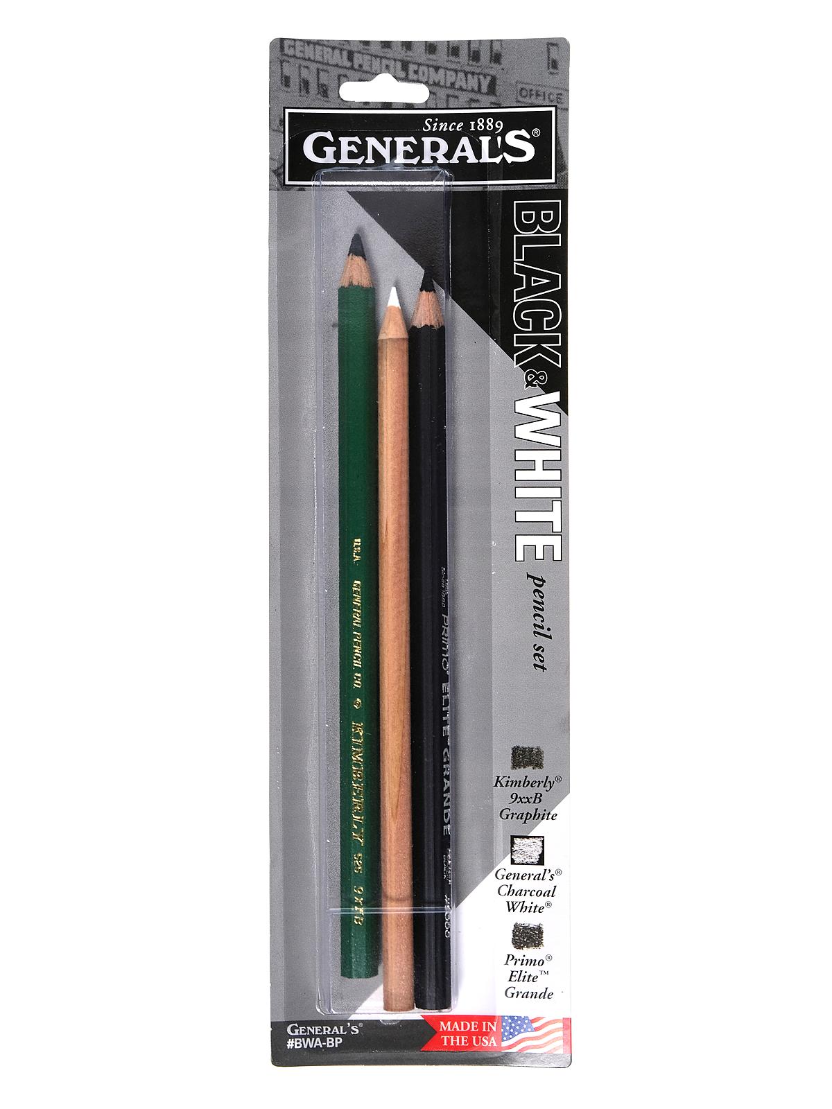Black and White Pencil Set 3 assorted