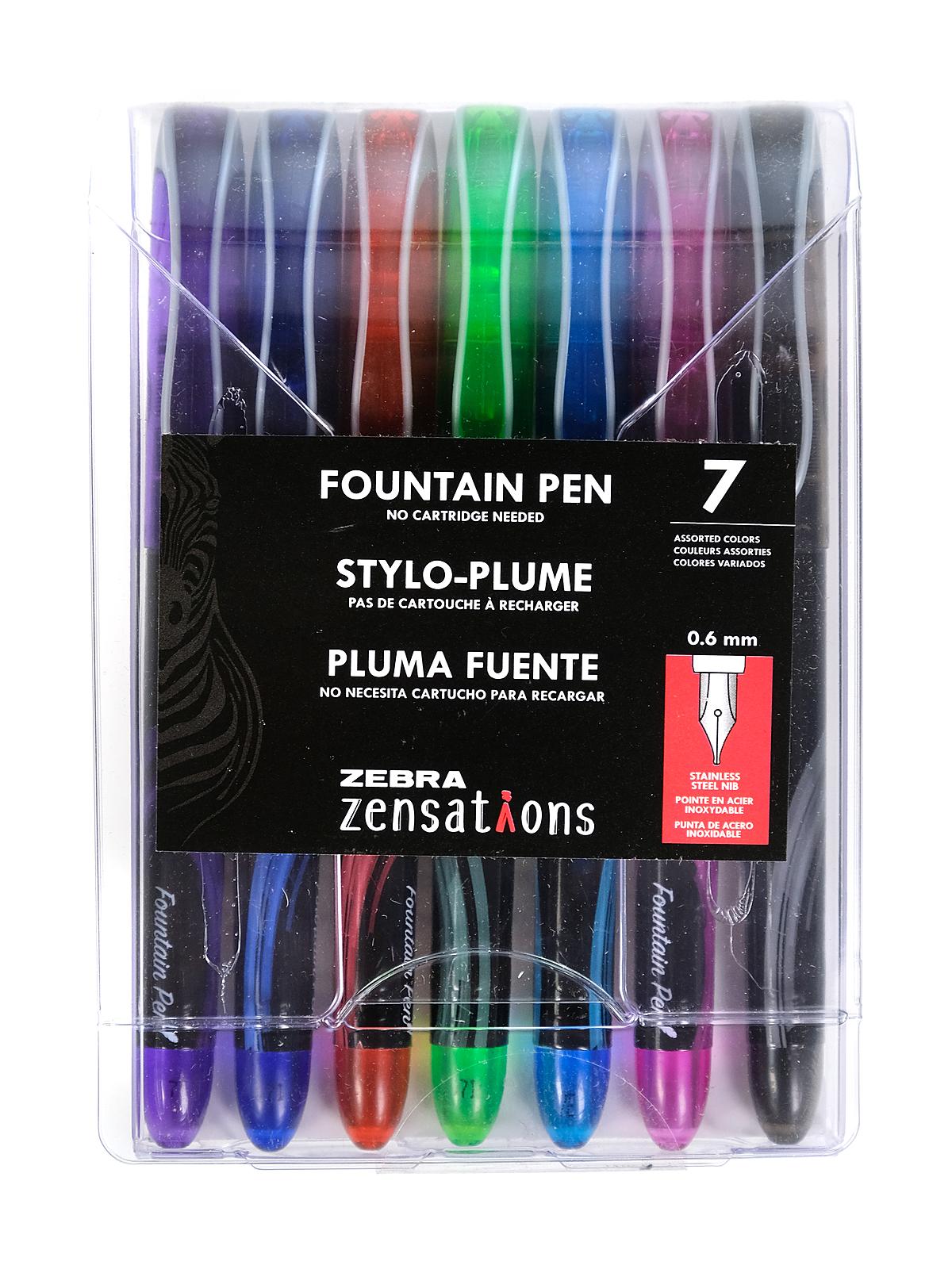 Zensations Fountain Pen 0.6 mm assorted pack of 7
