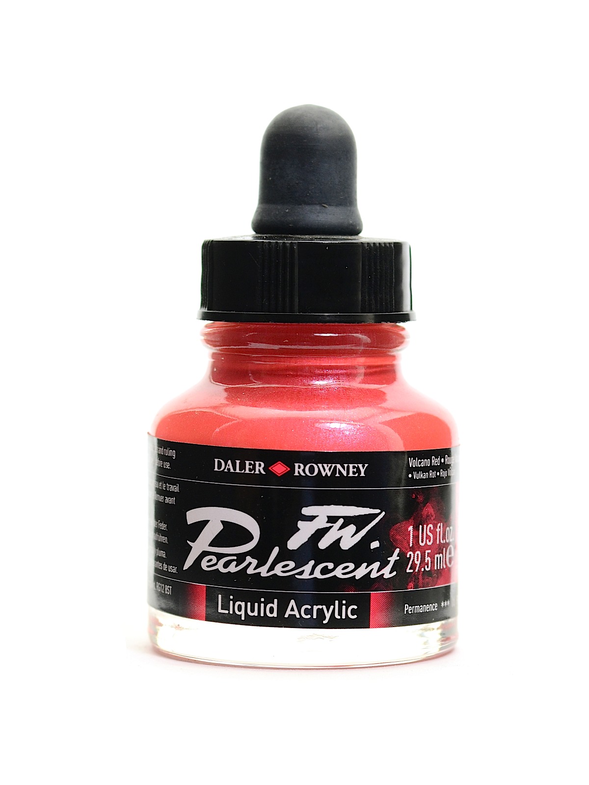 FW Pearlescent and Shimmering Liquid Acrylic volcano red 1 oz.