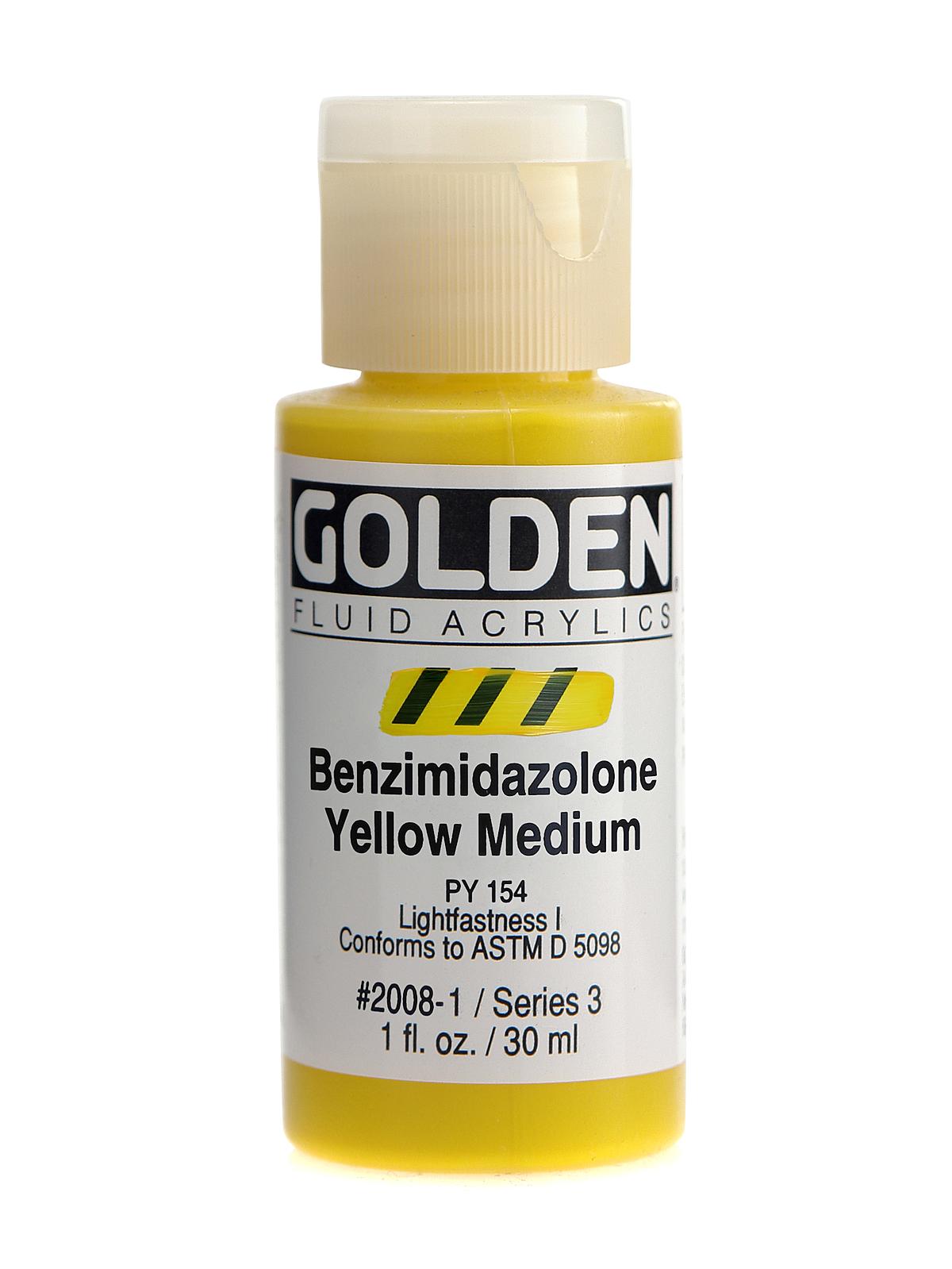 Fluid Acrylics benzimidazalone yellow medium 1 oz.