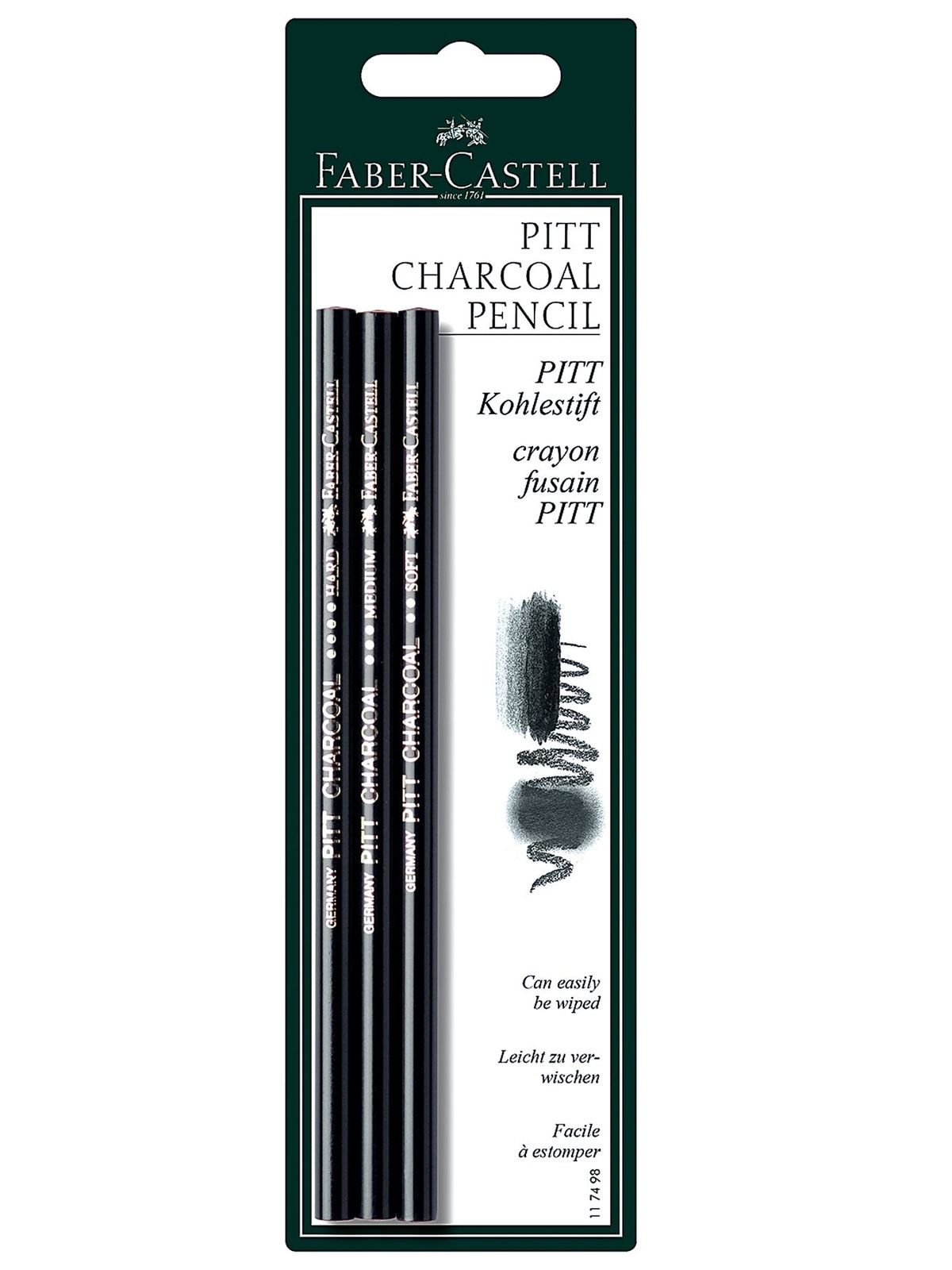 Pitt Natural Willow Charcoal Pencil Set set of 3