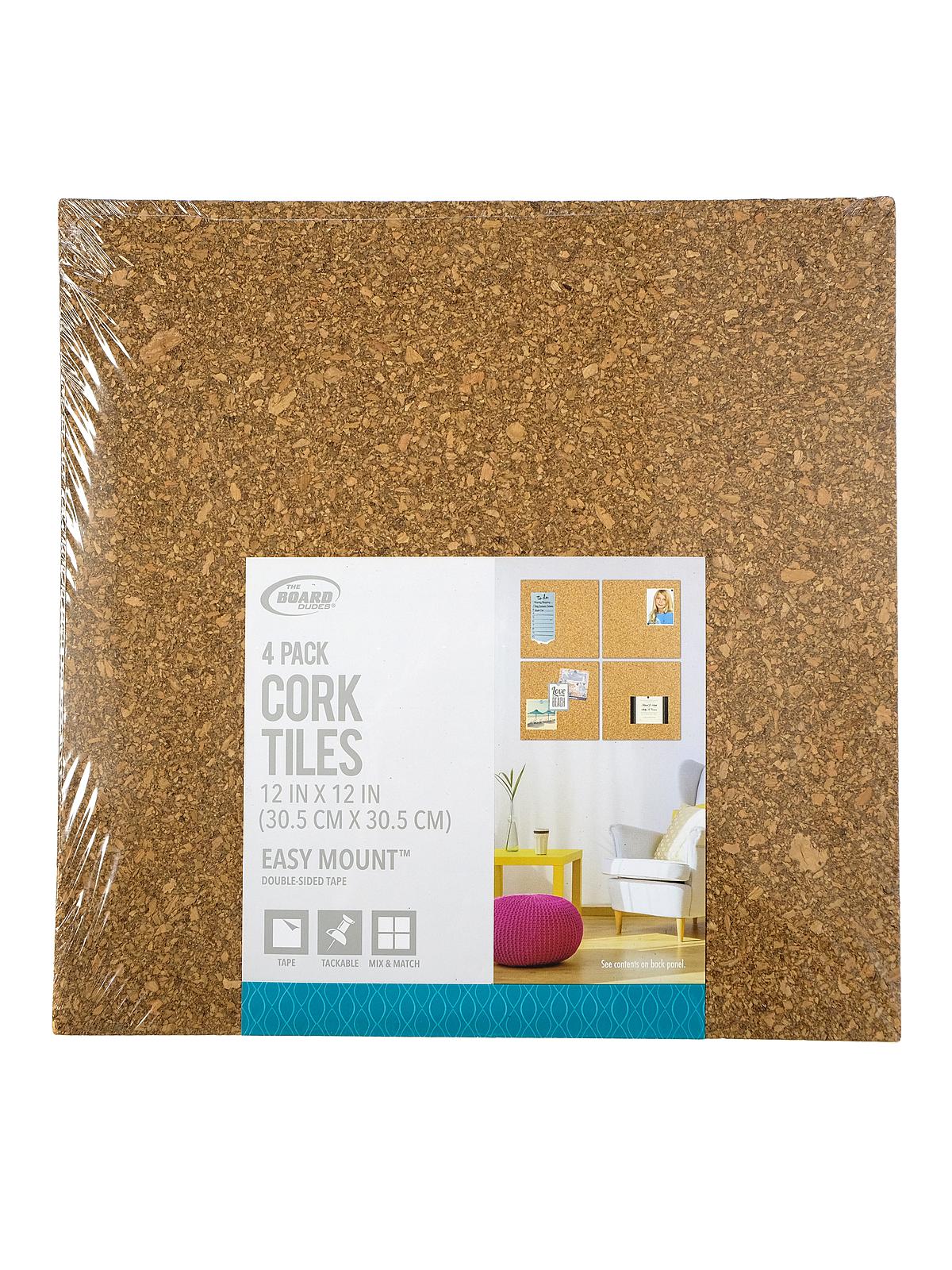 Cork Tiles Pack Of 4