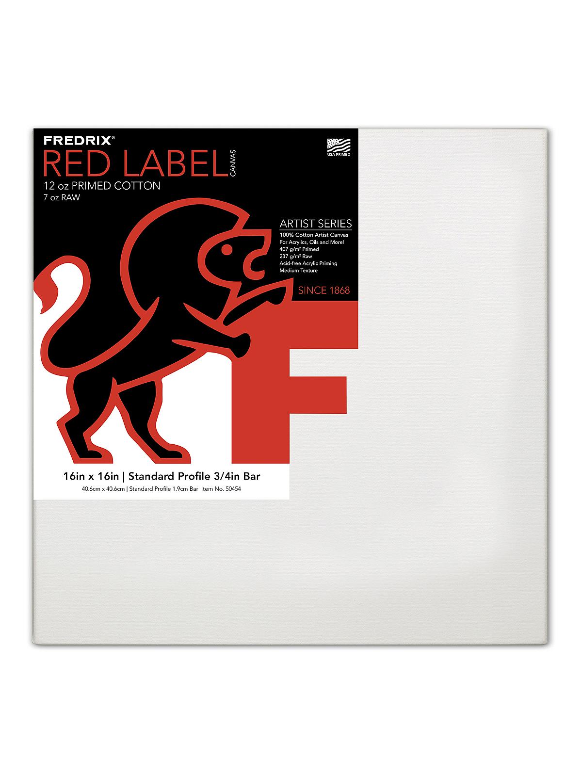 Red Label Standard Stretched Cotton Canvas 16 In. X 16 In. Each