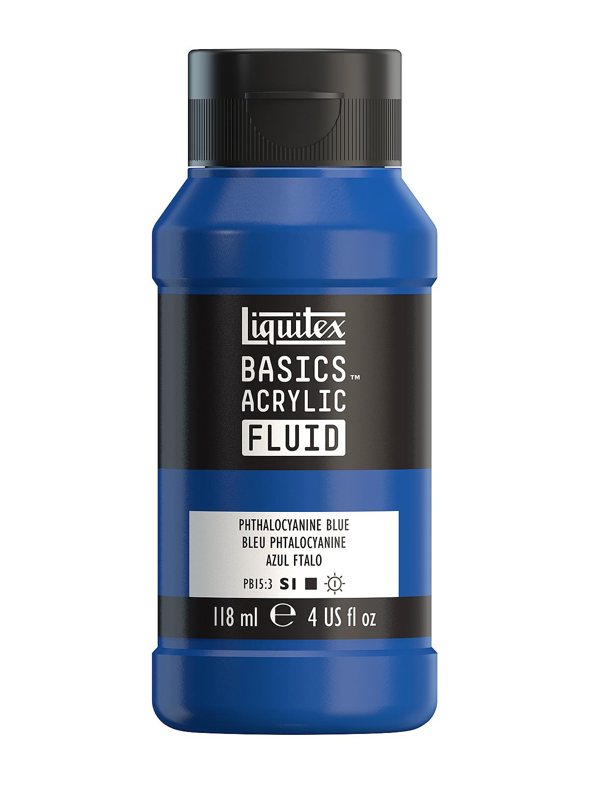 BASICS Fluid Acrylic Colors phthalocyanine blue 4 oz. (118 ml)