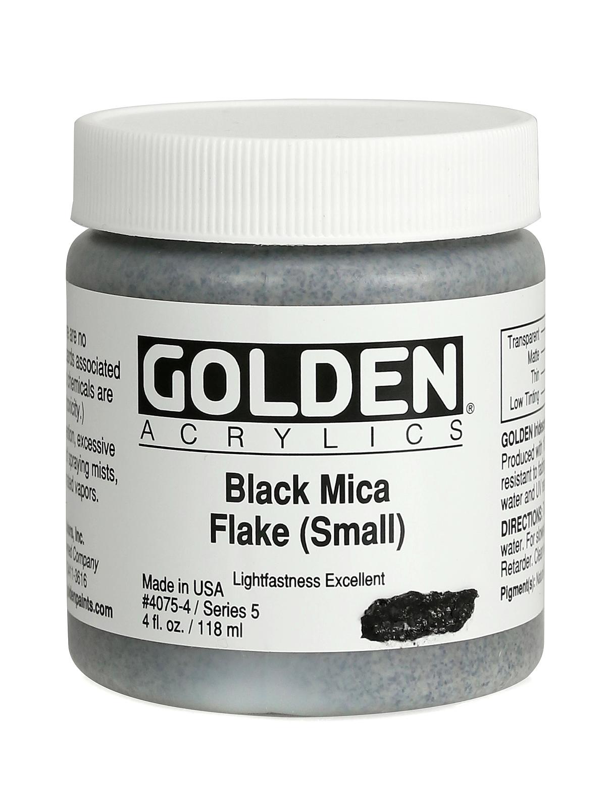 Iridescent and Interference Acrylics black mica flake small 4 oz.
