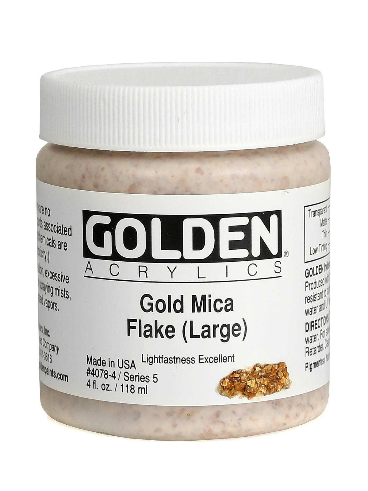 Iridescent and Interference Acrylics gold mica flake large 4 oz.