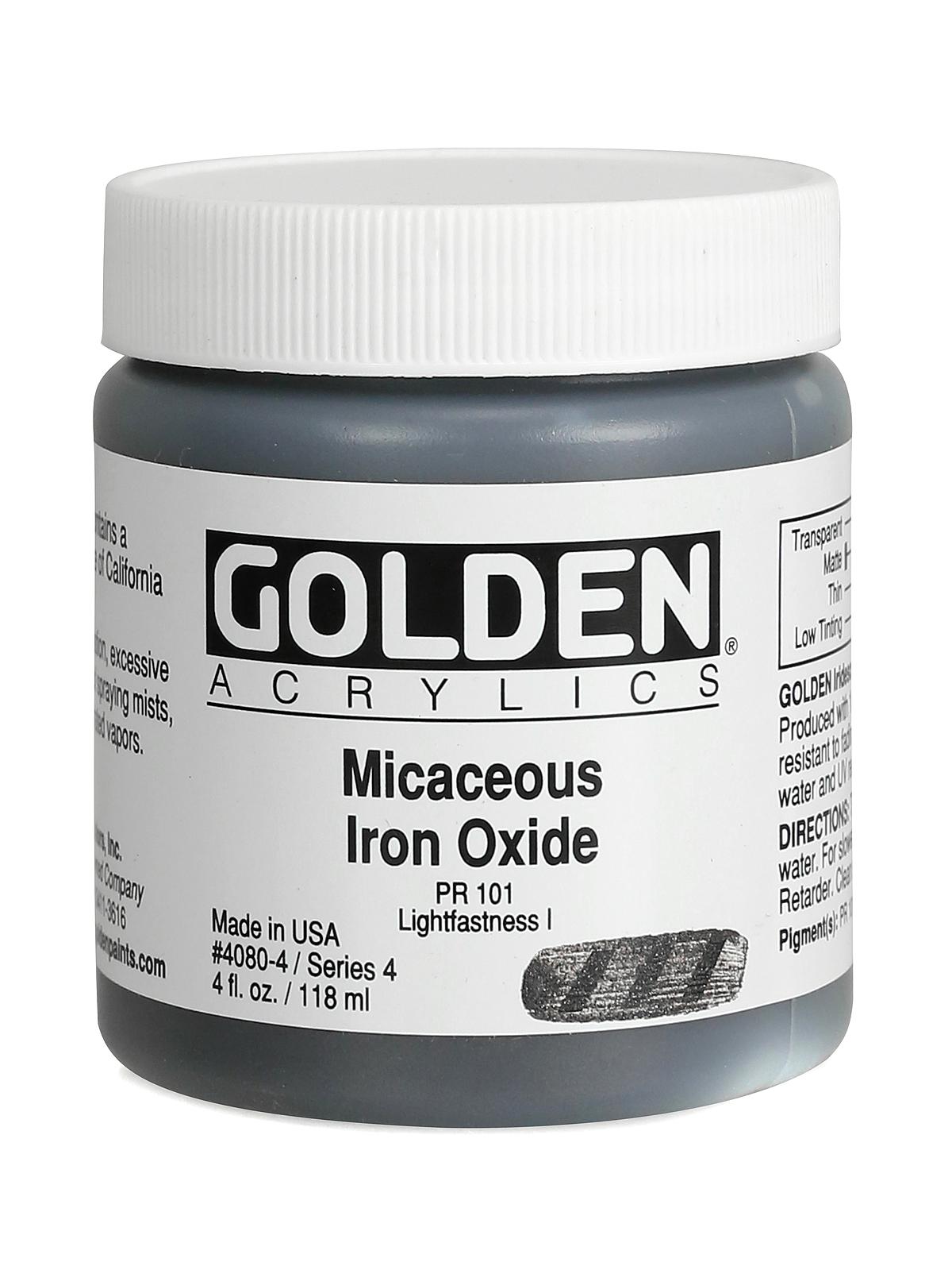 Iridescent and Interference Acrylics micaceous iron oxide  4 oz.