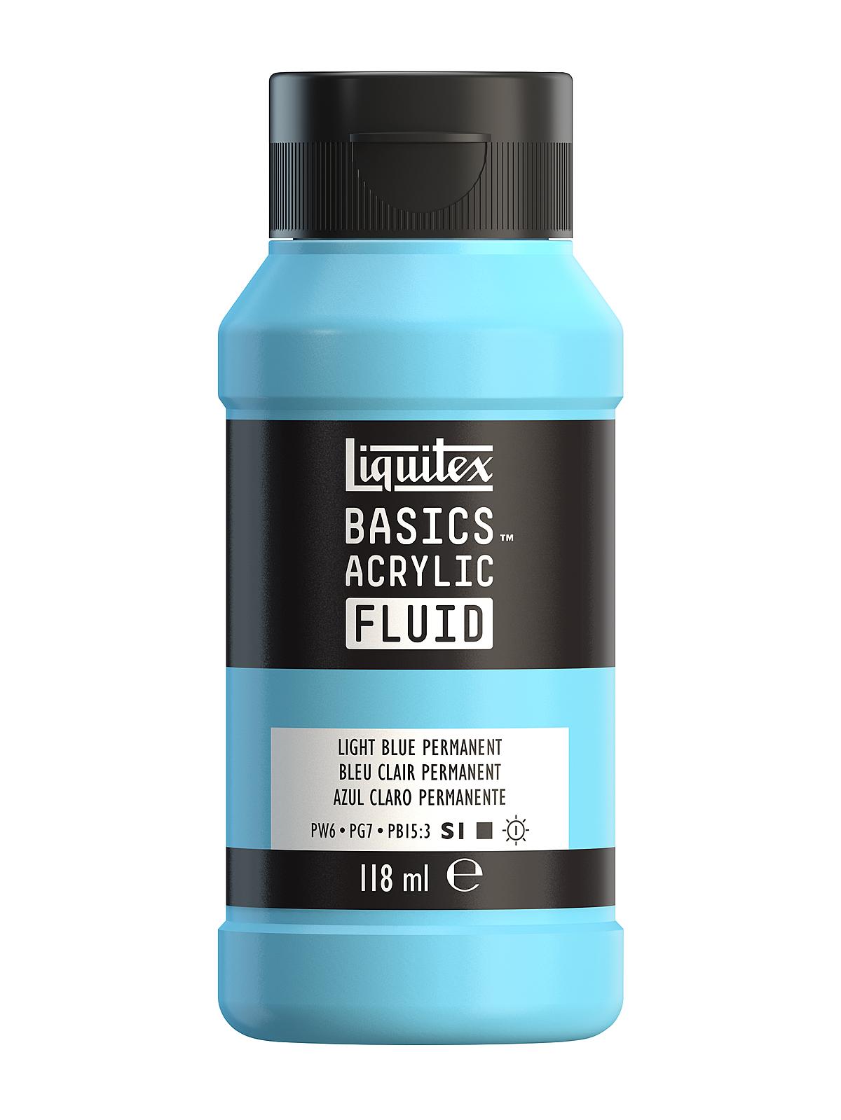 BASICS Fluid Acrylic Colors light blue permanent 4 oz. (118 ml)