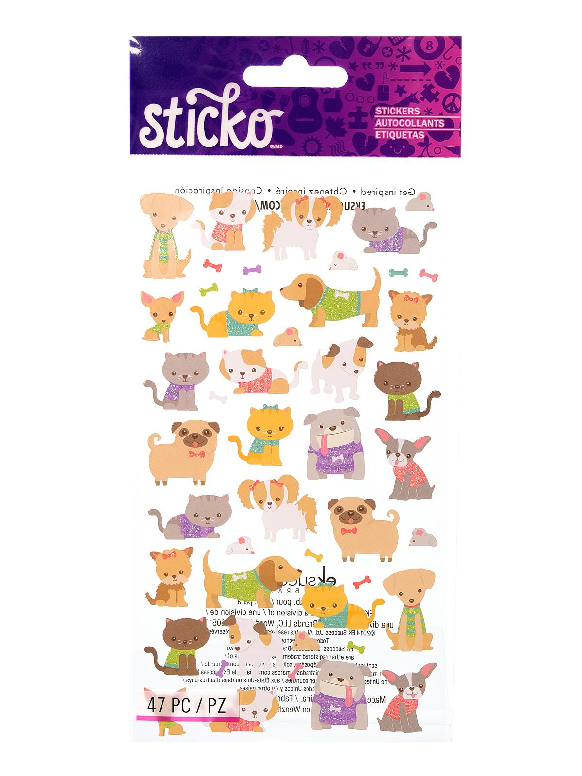 Classic Stickers Tiny Cats & Dogs 18 Pieces