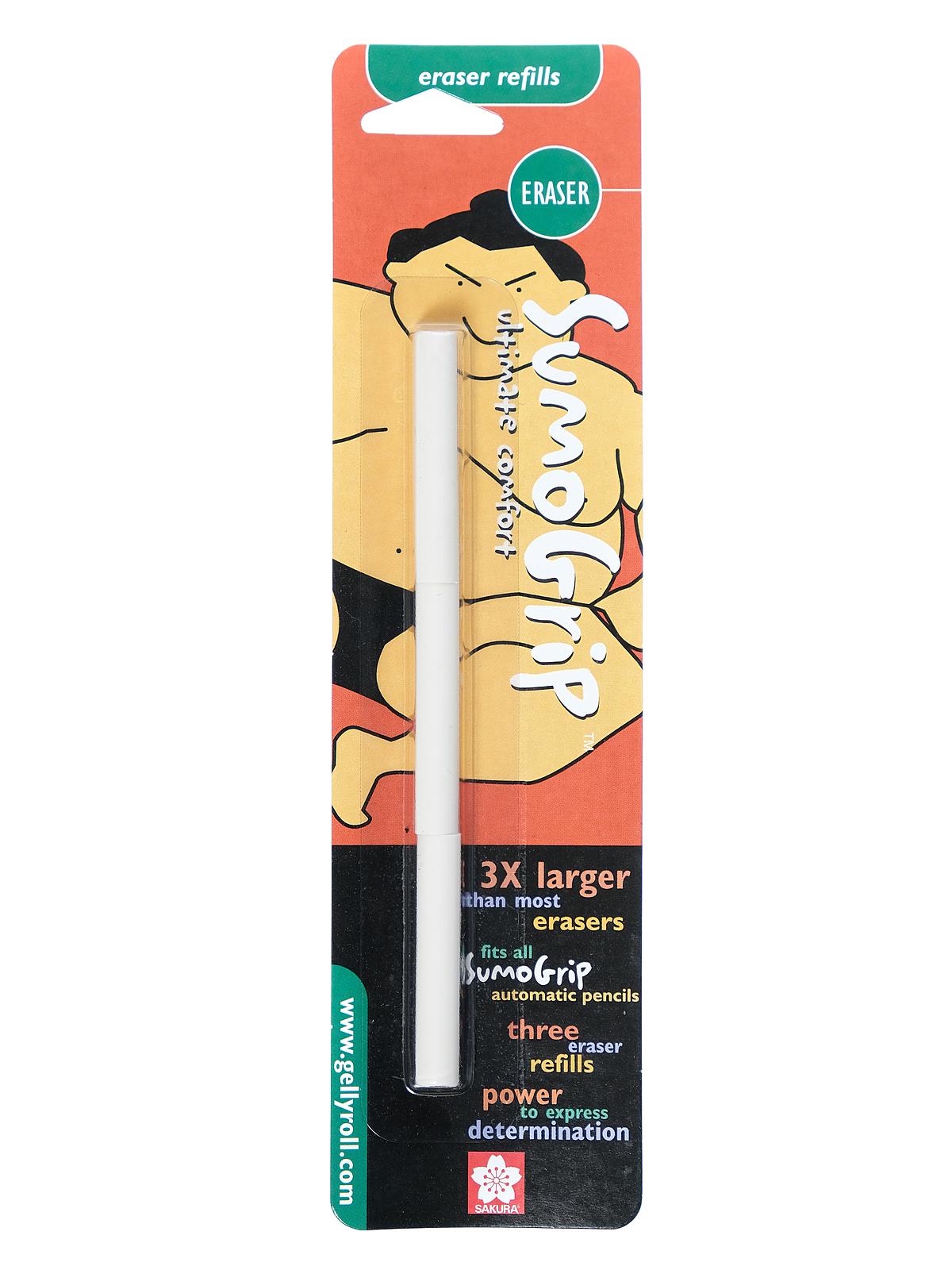 Sumo Grip Pencil white replacement erasers card of 3