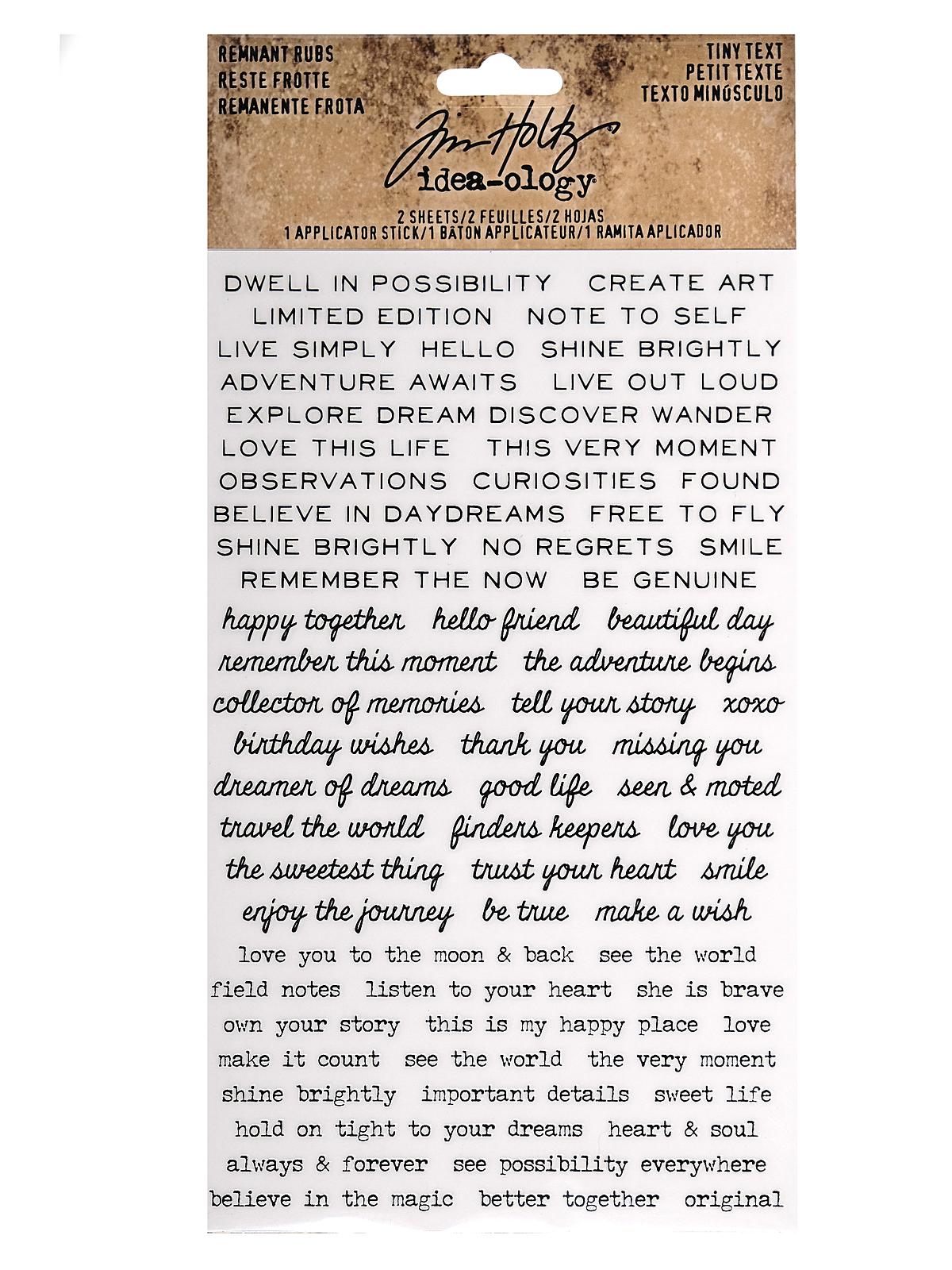 Idea-ology Paperie remnant rubs - tiny text 2 sheets