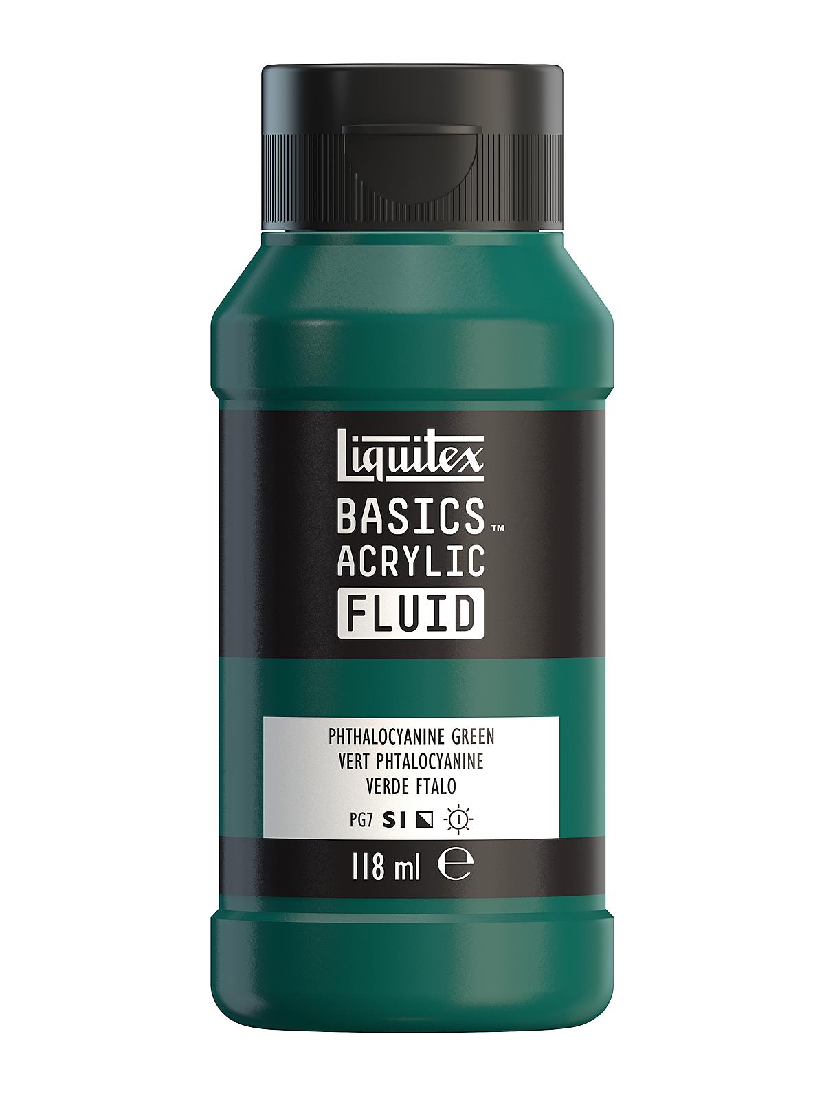BASICS Fluid Acrylic Colors phthalocyanine green 4 oz. (118 ml)