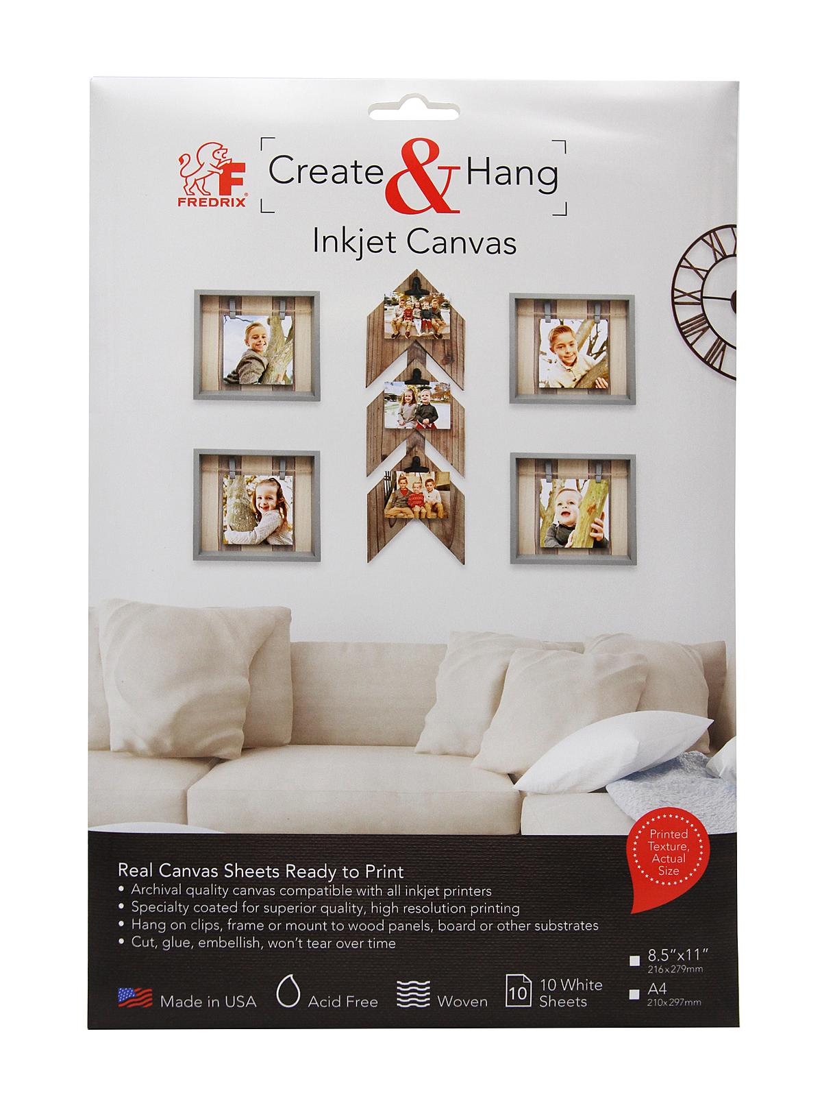 Create & Hang Inkjet Canvas 8.5 In. X 11 In. Pack Of 10 Sheets