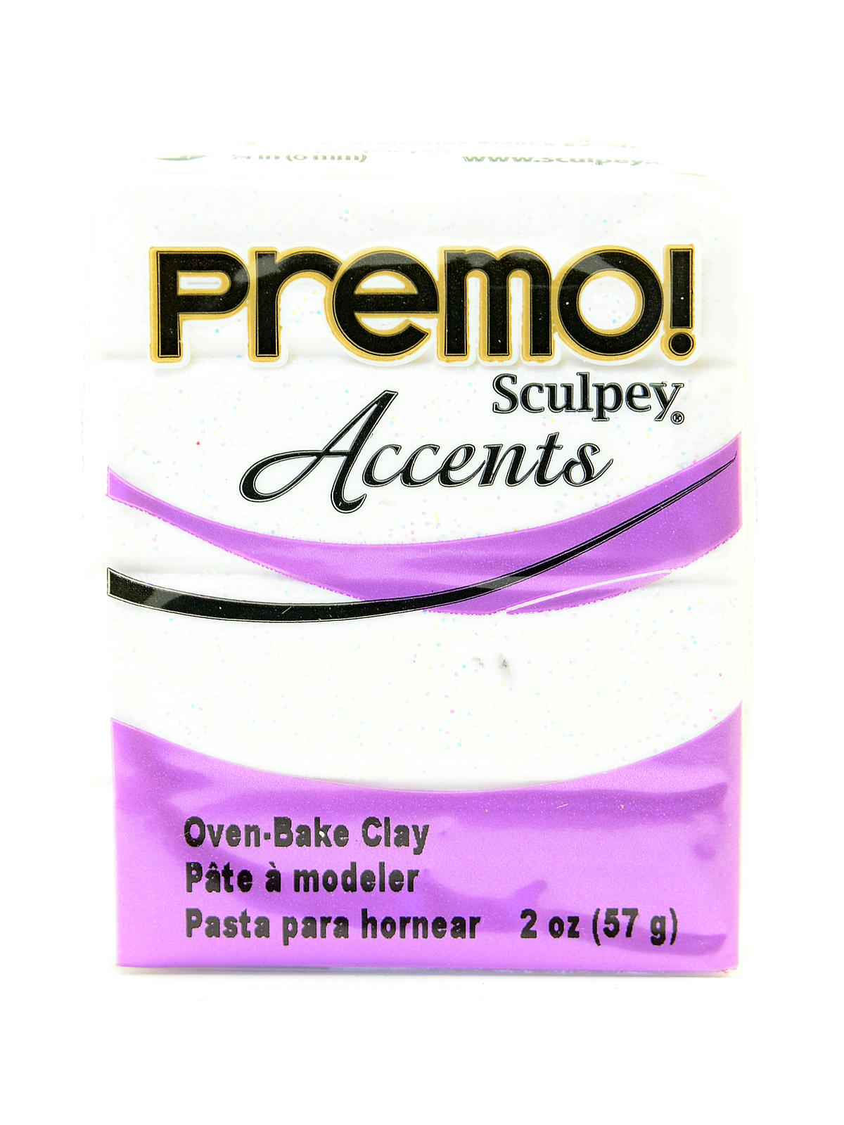 Premo Premium Polymer Clay frost white glitter 2 oz.