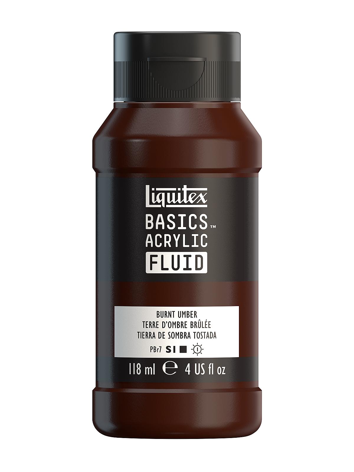 BASICS Fluid Acrylic Colors burnt umber 4 oz. (118 ml)