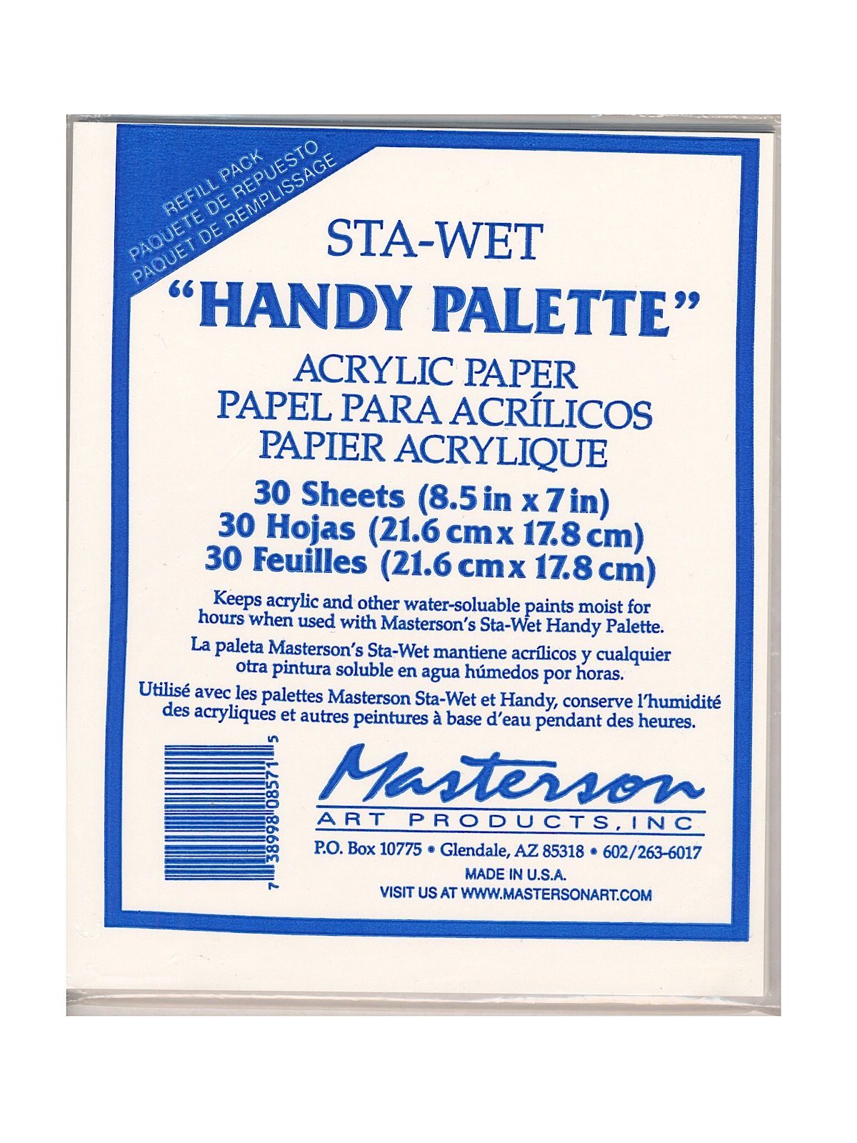 Sta-wet Handy Palette Pack Of 30 Handy Palette Acrylic Paper 8 1 2 In. X 7 In.