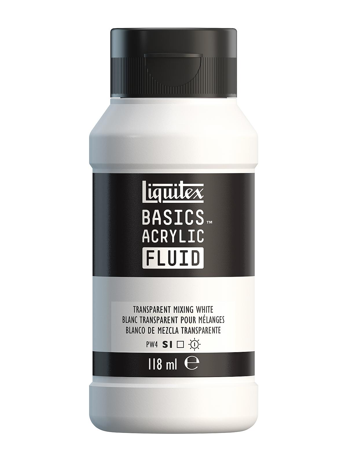 BASICS Fluid Acrylic Colors transparent mixing white 4 oz. (118 ml)