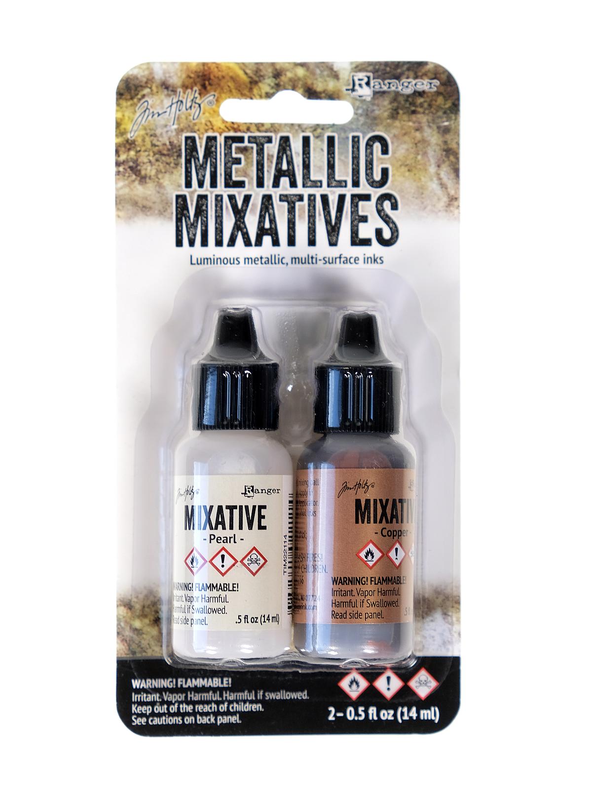 Tim Holtz Alcohol Inks Metallic Mixatives copper, pearl pack of 2