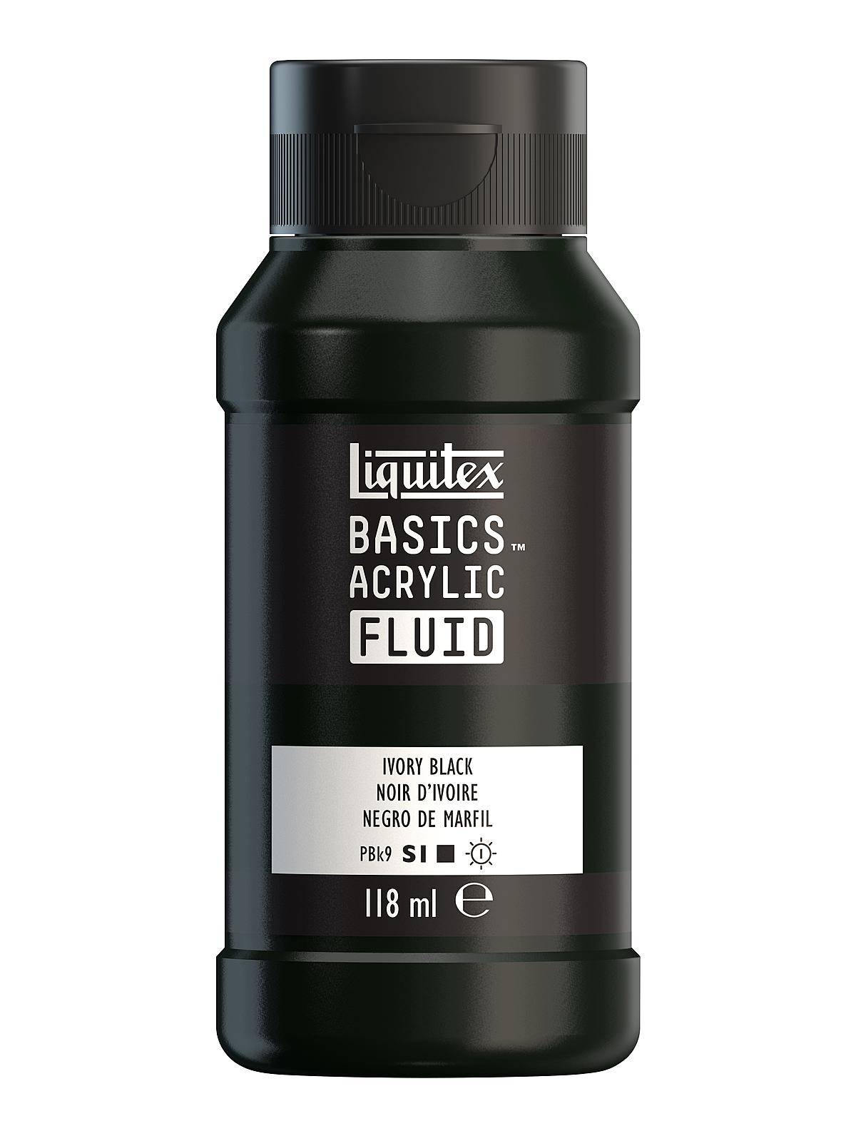 BASICS Fluid Acrylic Colors ivory black 4 oz. (118 ml)