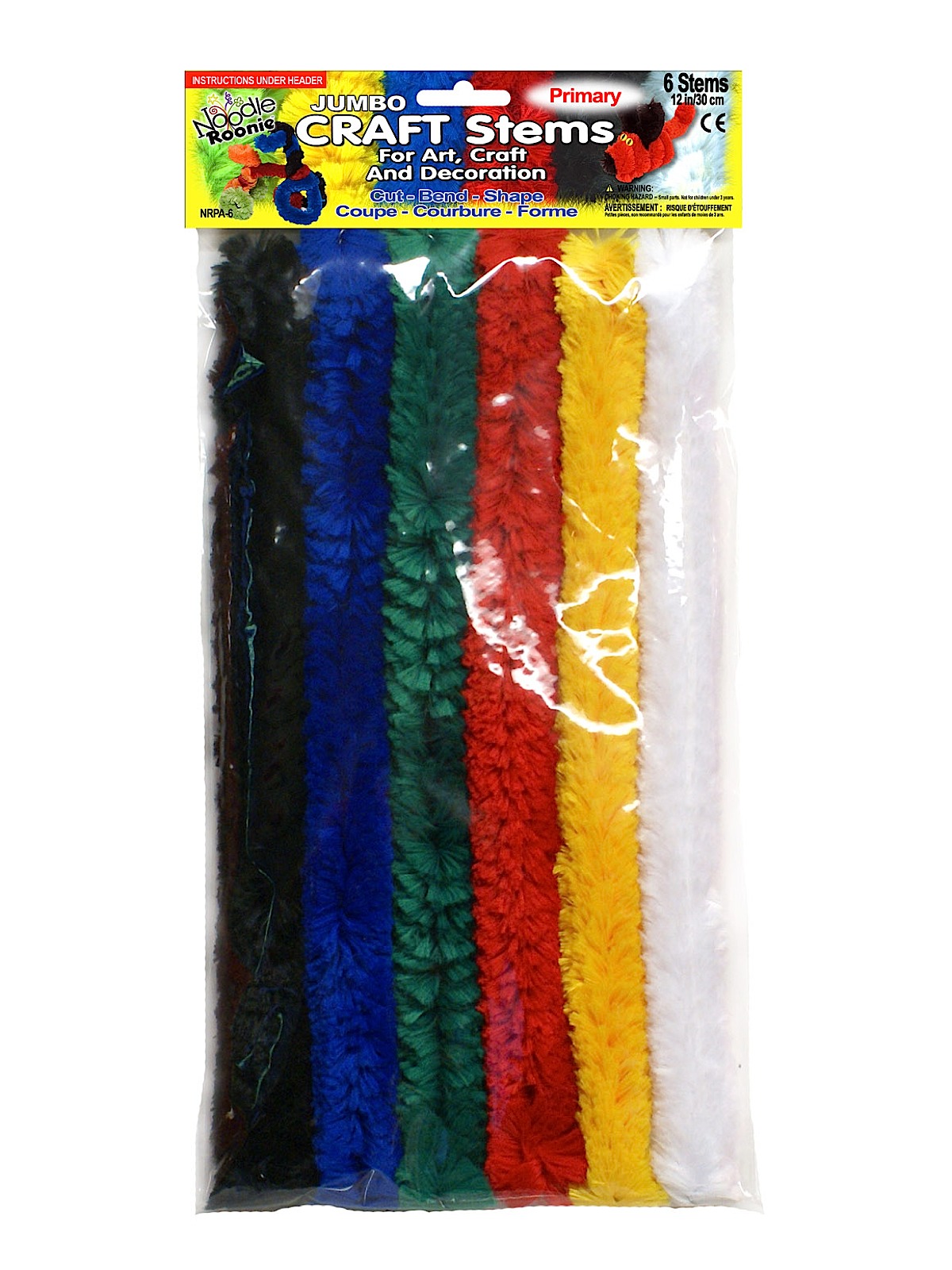 Noodle Roonie 12 In. Craft Stems Primary Pack Of 6