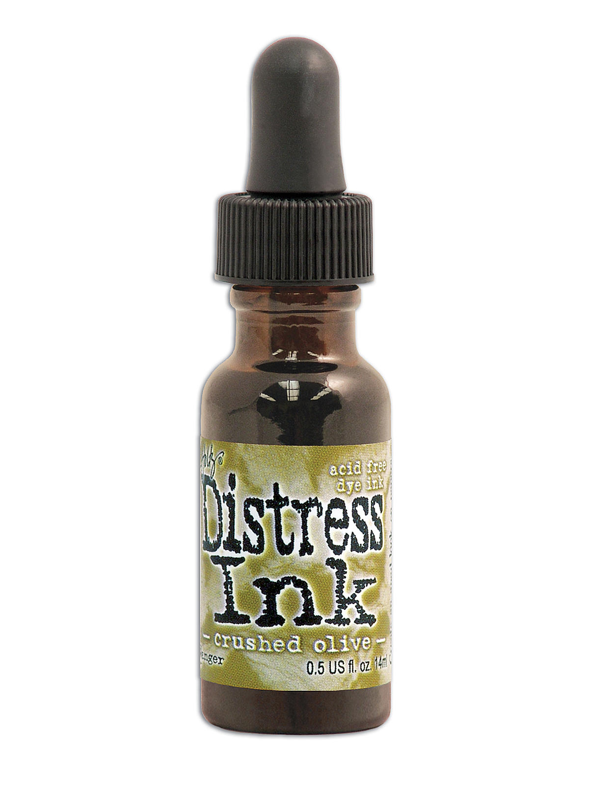 Tim Holtz Distress Ink crushed olive 0.5 oz. reinker bottle