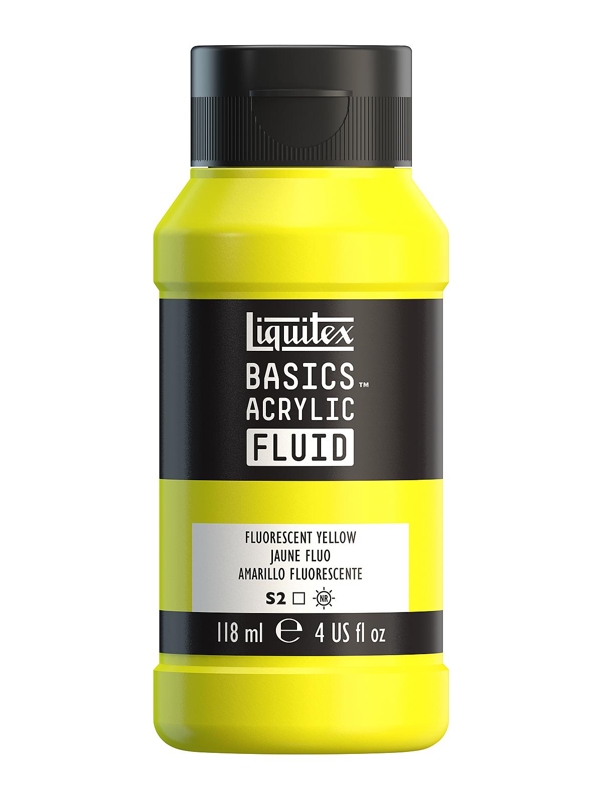 BASICS Fluid Acrylic Colors fluorescent yellow 4 oz. (118 ml)