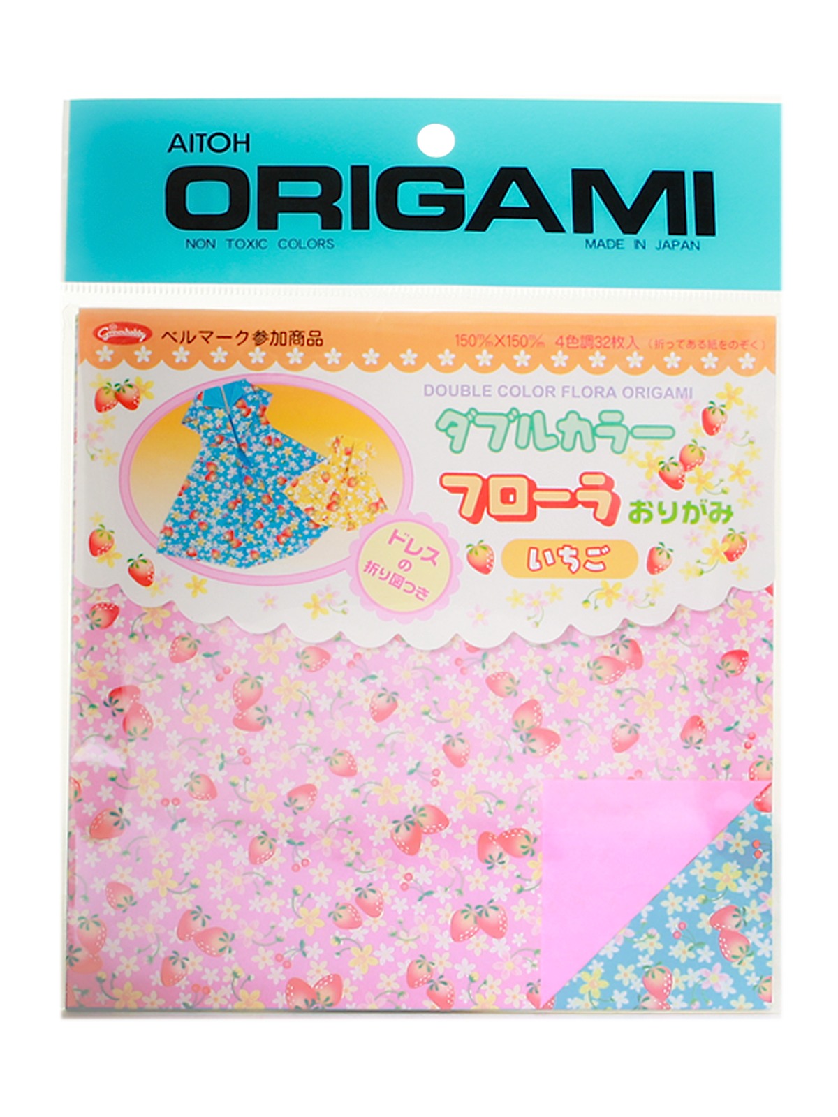 Origami Paper 5 7 8 In. X 5 7 8 In. Double Sided Strawberries 32 Sheets