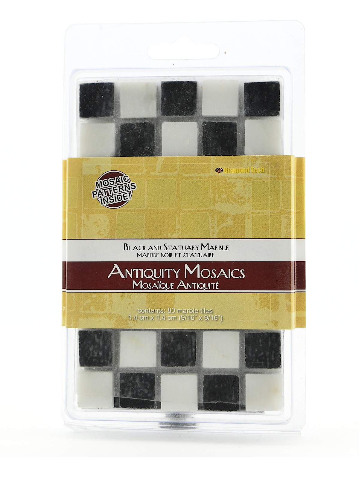 Antiquity Mosaic Tiles Black And Statuary Marble Pack Of 80