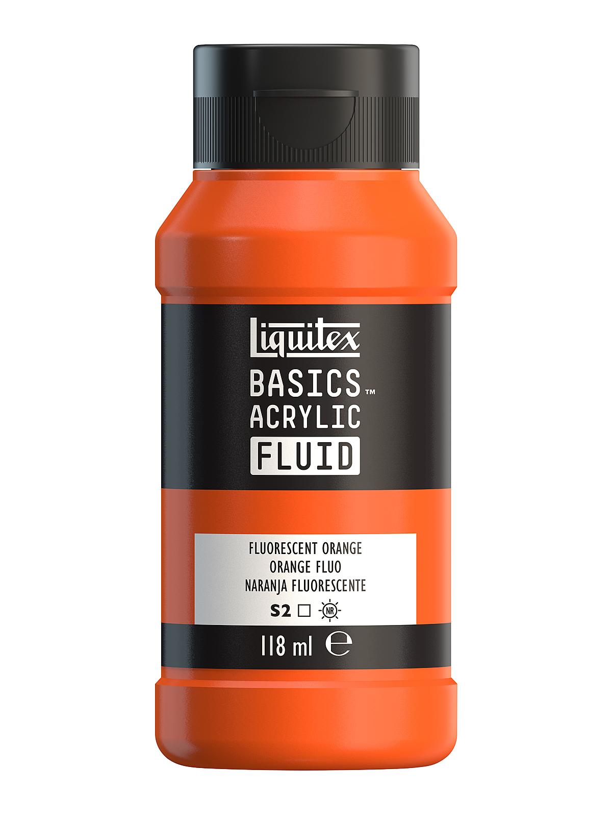 BASICS Fluid Acrylic Colors fluorescent orange 4 oz. (118 ml)