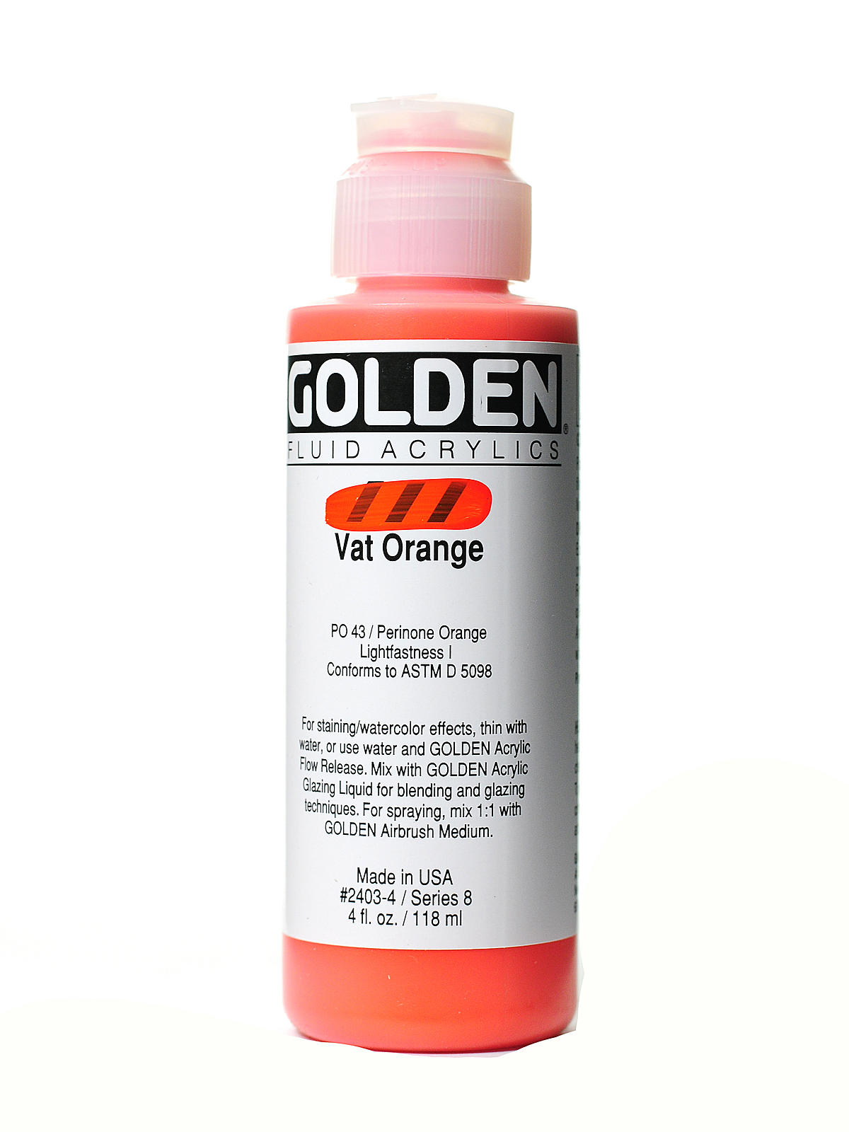 Fluid Acrylics vat orange 4 oz.