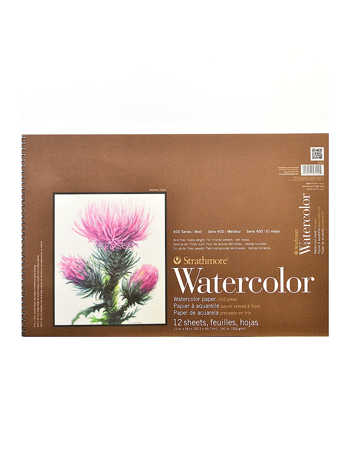 400 Series Watercolor Pad 12 in. x 18 in. spiral pad of 12