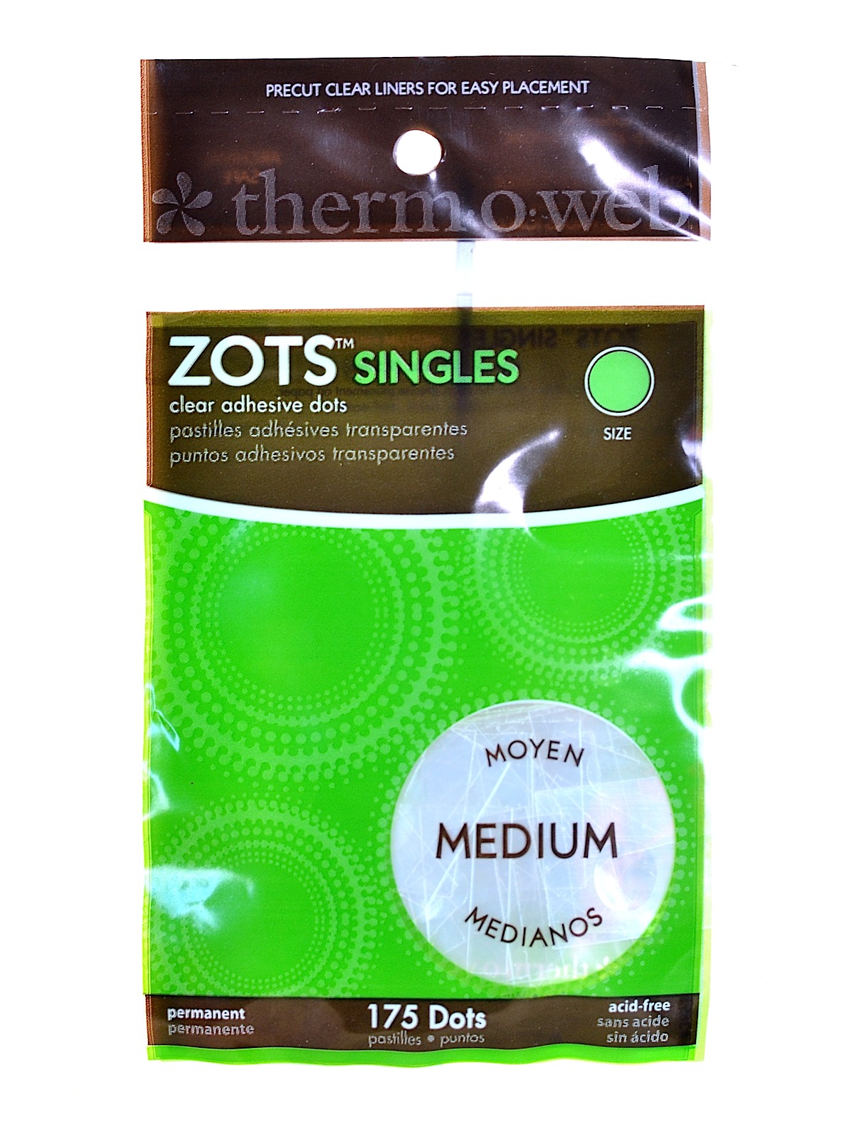 Zots Clear Adhesive Dots 3 8 in. medium dots pack of 175