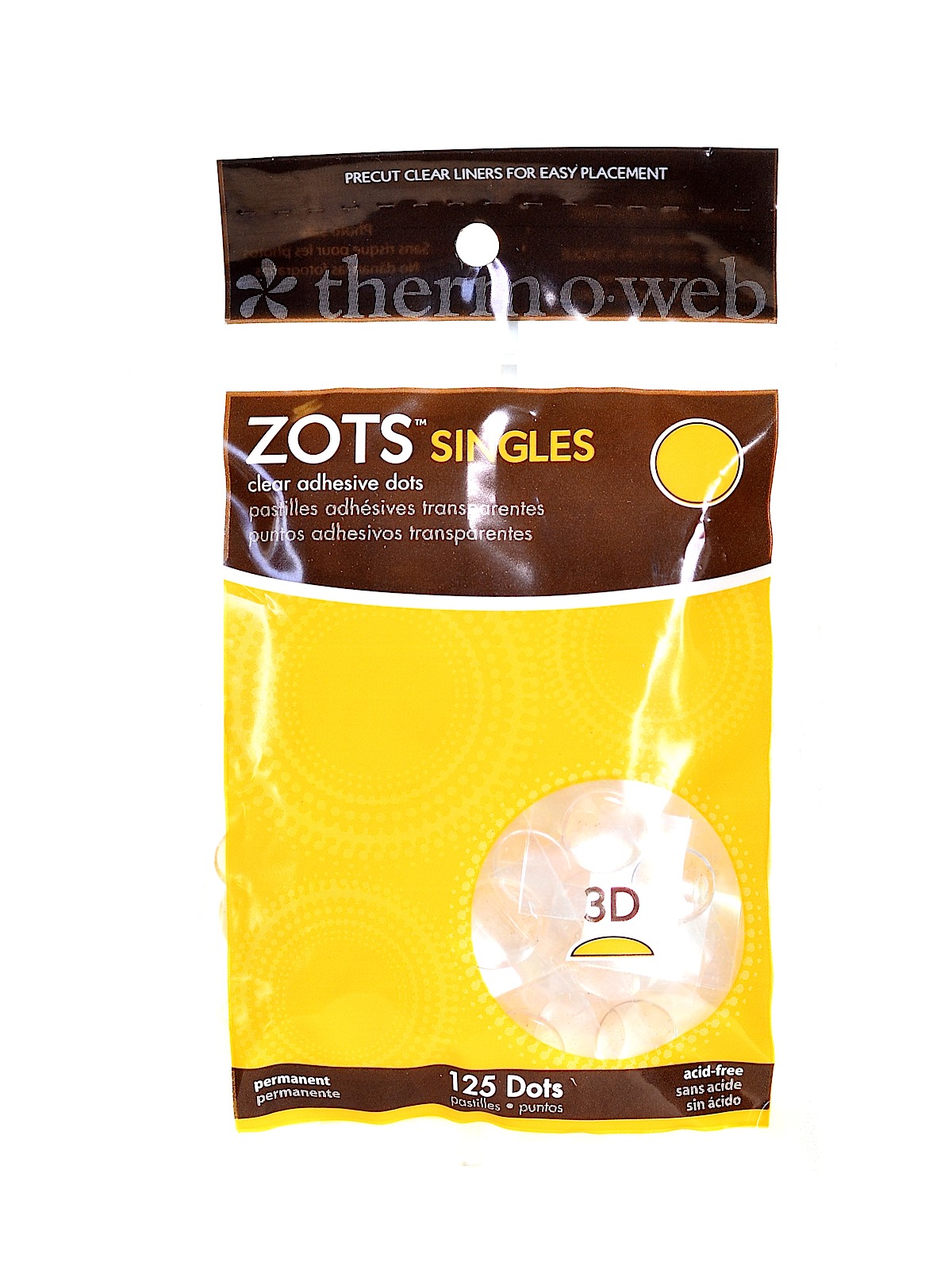 Zots Clear Adhesive Dots 1 2 in. 3-D dots pack of 125