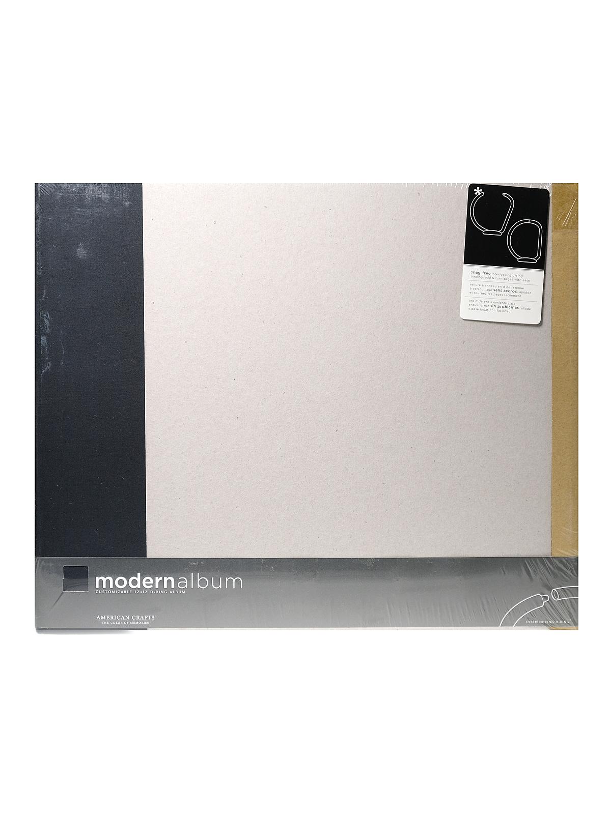 D-Ring Albums 12 in. x 12 in. gray and black chipboard with cloth spine