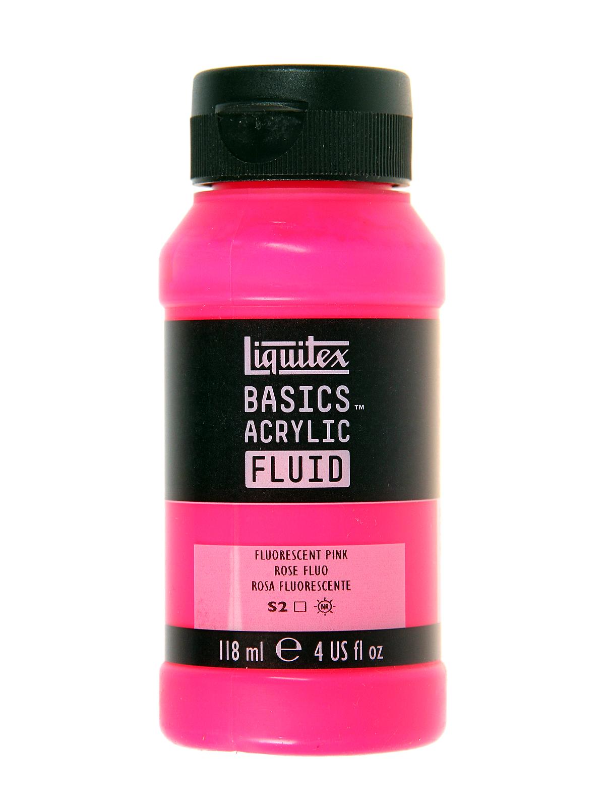 BASICS Fluid Acrylic Colors fluorescent pink 4 oz. (118 ml)