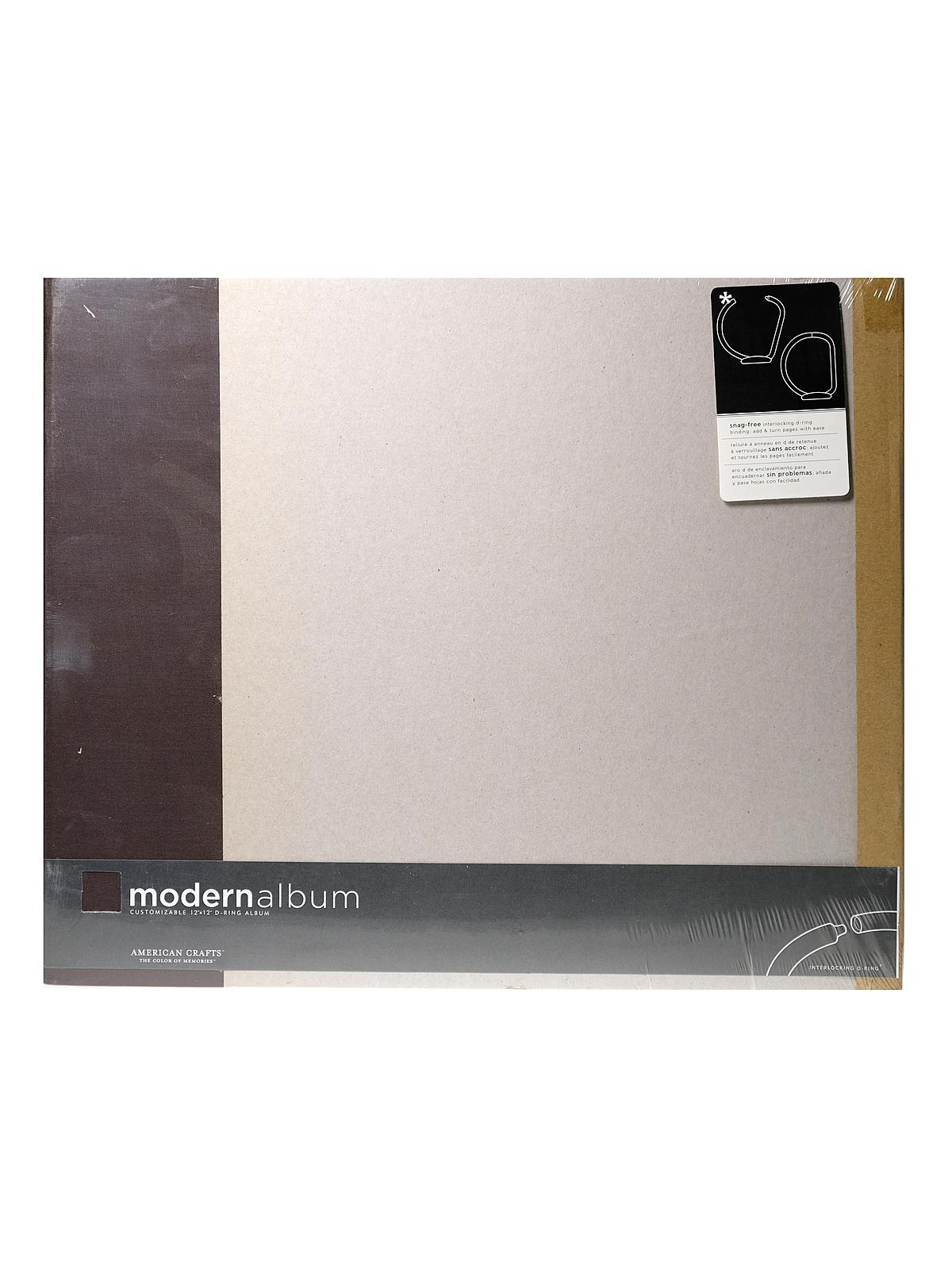 D-Ring Albums 12 in. x 12 in. gray and chestnut chipboard with cloth spine