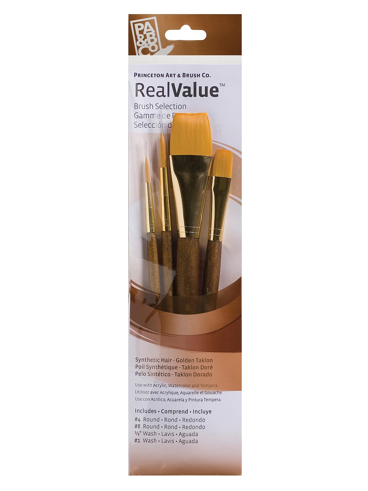 Real Value Series 9000 Brown Handled Brush Sets 9146 Set Of 4