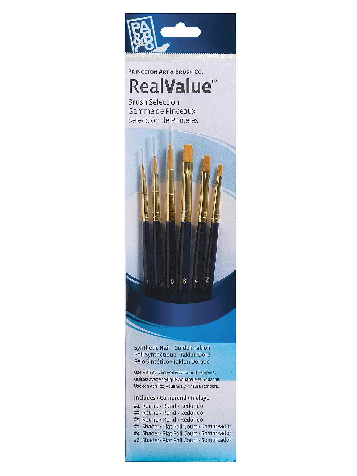 Real Value Series Blue Handled Brush Sets 9137 set of 6 short handle