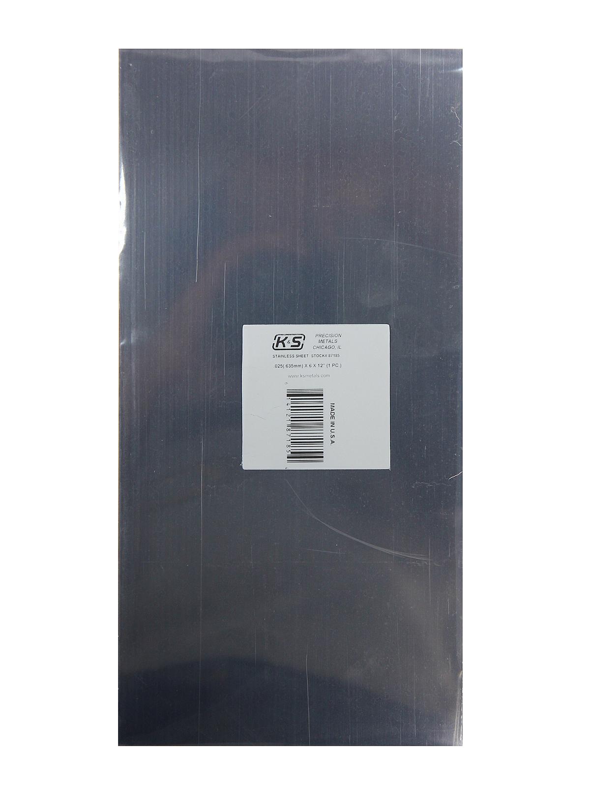 Sheet Metal .025 in. 6 in. x 12 in. stainless steel