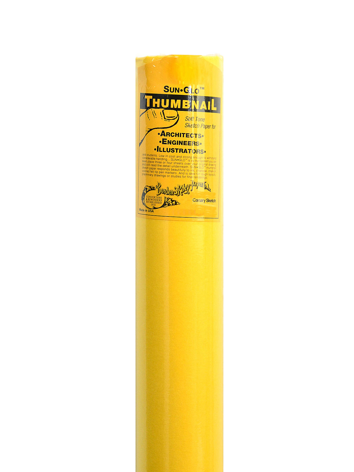 Sun-Glo Thumbnail Sketch Paper Rolls canary 8 lb. 24 in. x 50 yd. roll
