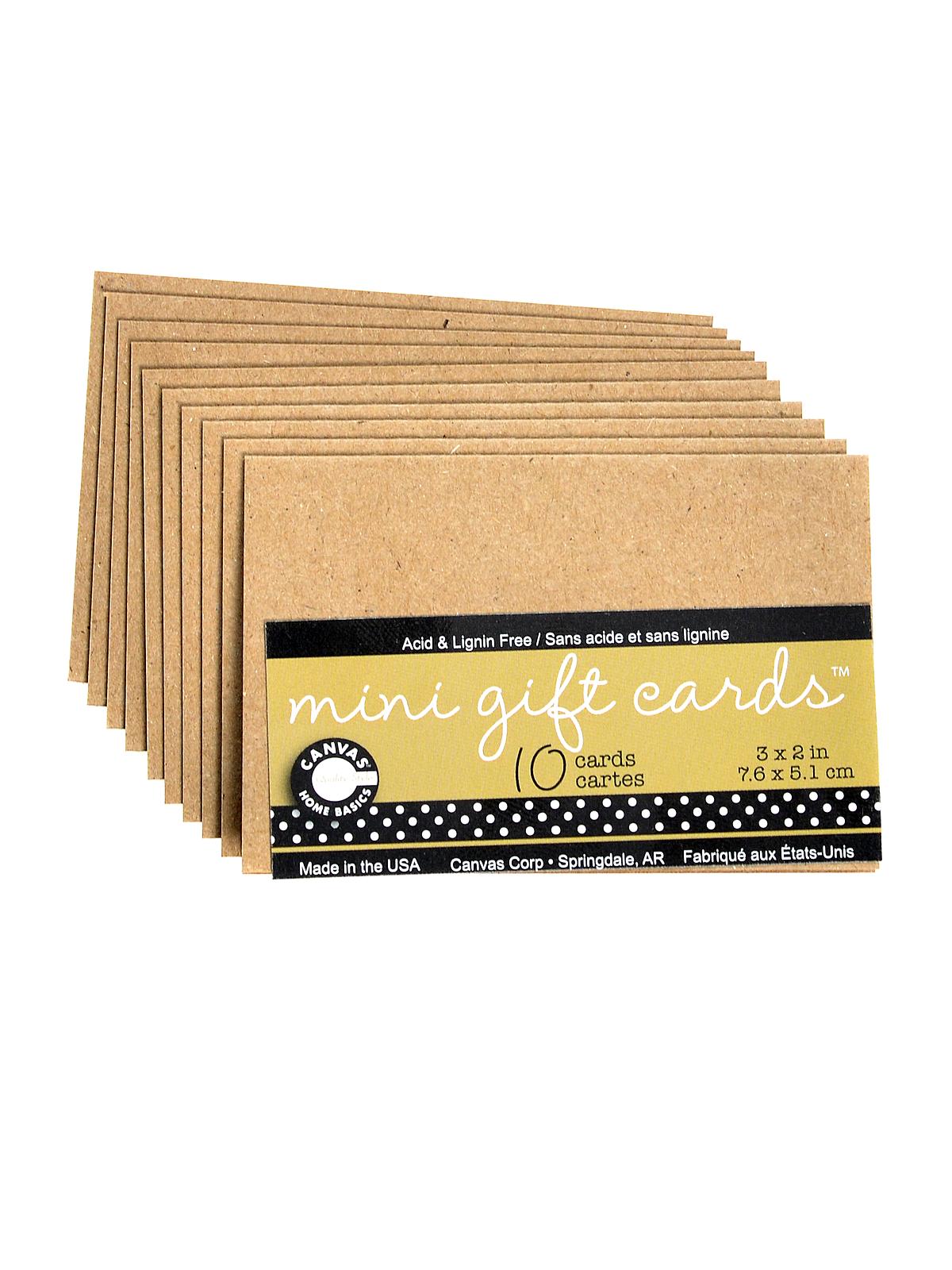 Packaged Cards And Envelopes Mini Gift Cards Kraft 3 In. X 2 In. Pack Of 10
