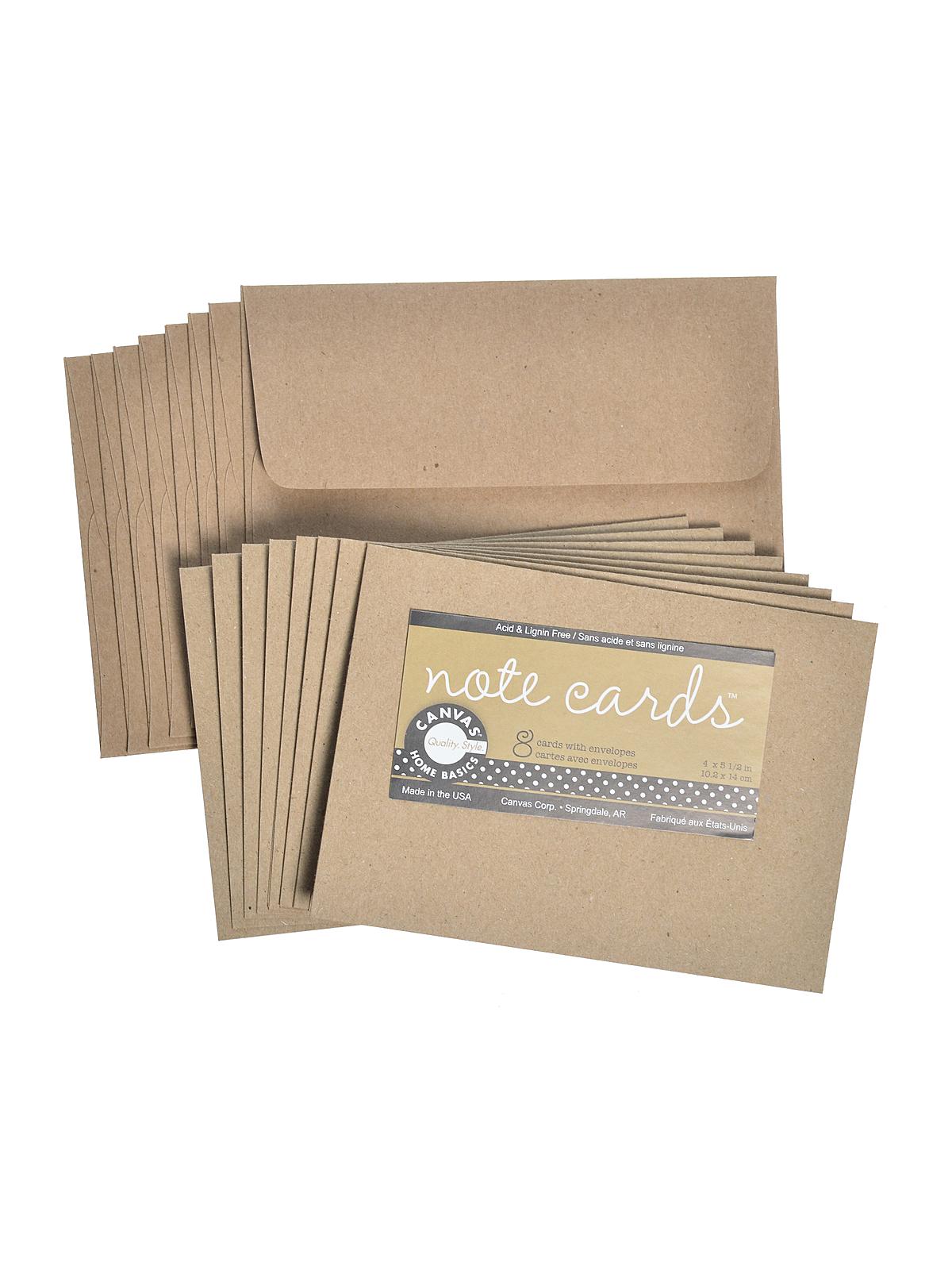 Packaged Cards And Envelopes Note Cards With Envelope Kraft 4 In. X 5 1 2 In. Pack Of 8