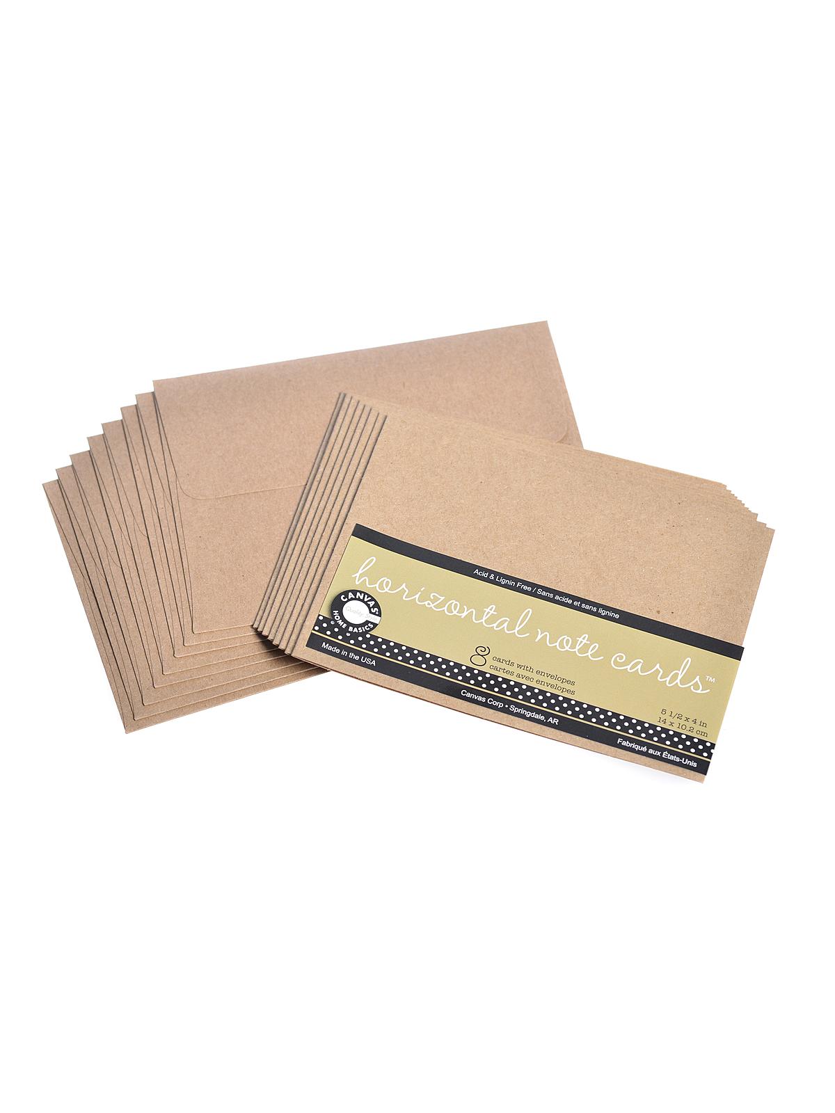 Packaged Cards And Envelopes Horizontal Note Cards With Envelopes Kraft 5 1 2 In. X 4 In. Pack Of 8