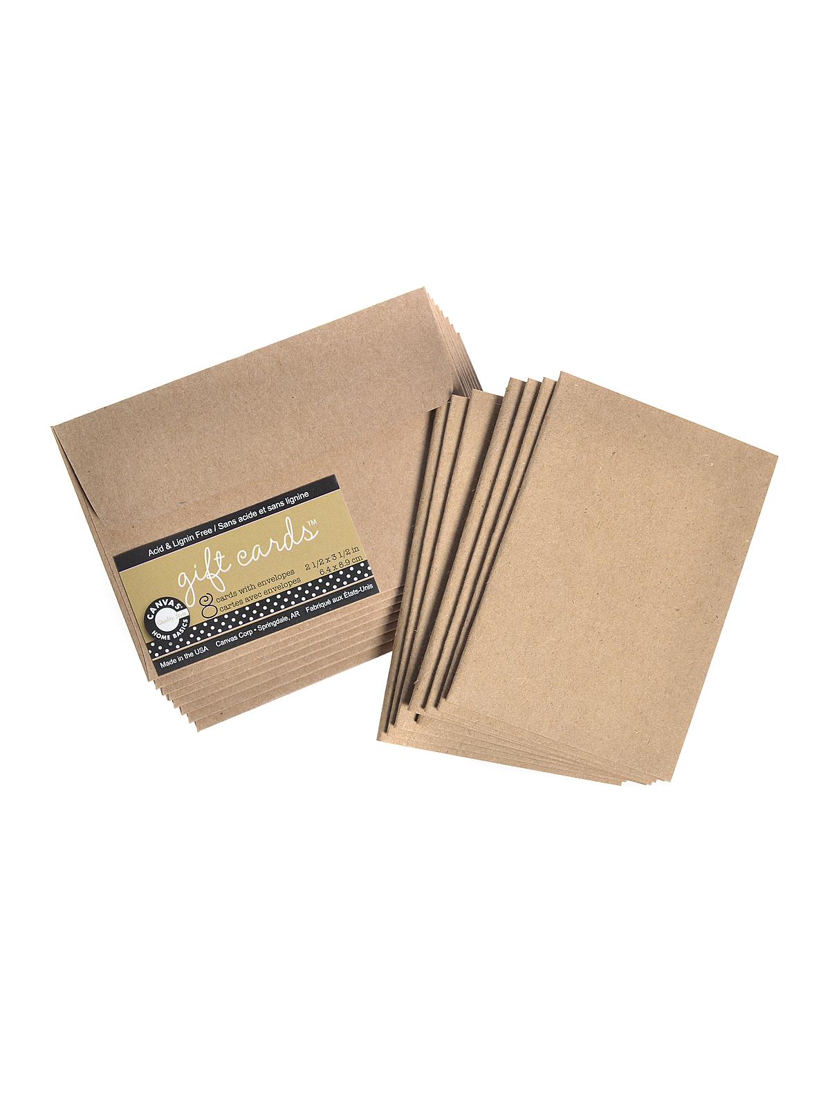 Packaged Cards And Envelopes Gift Cards With Envelopes Kraft 2 1 2 In. X 3 1 2 In. Pack Of 8